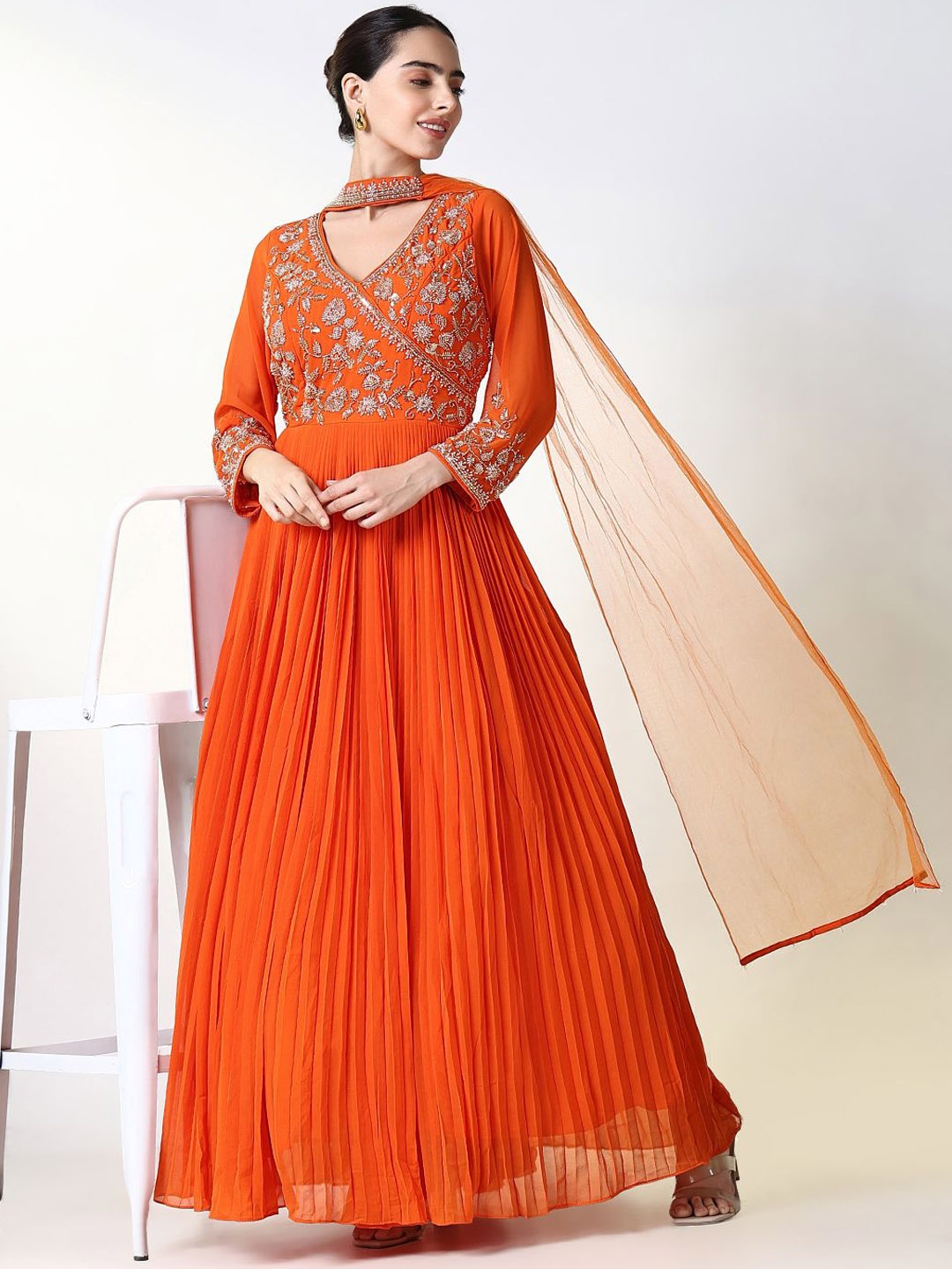 

SHOWOFF Women Anarkali Kurta, Orange