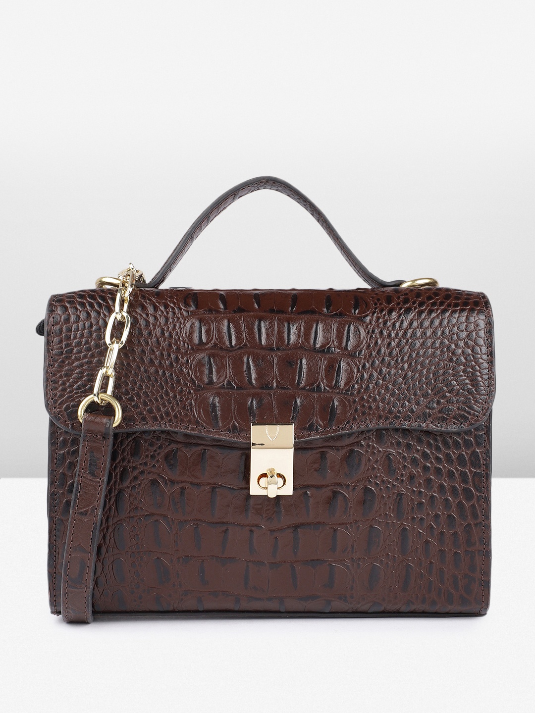 

Hidesign ALISSON BABY CROCO Animal Textured Baguette Satchel, Brown