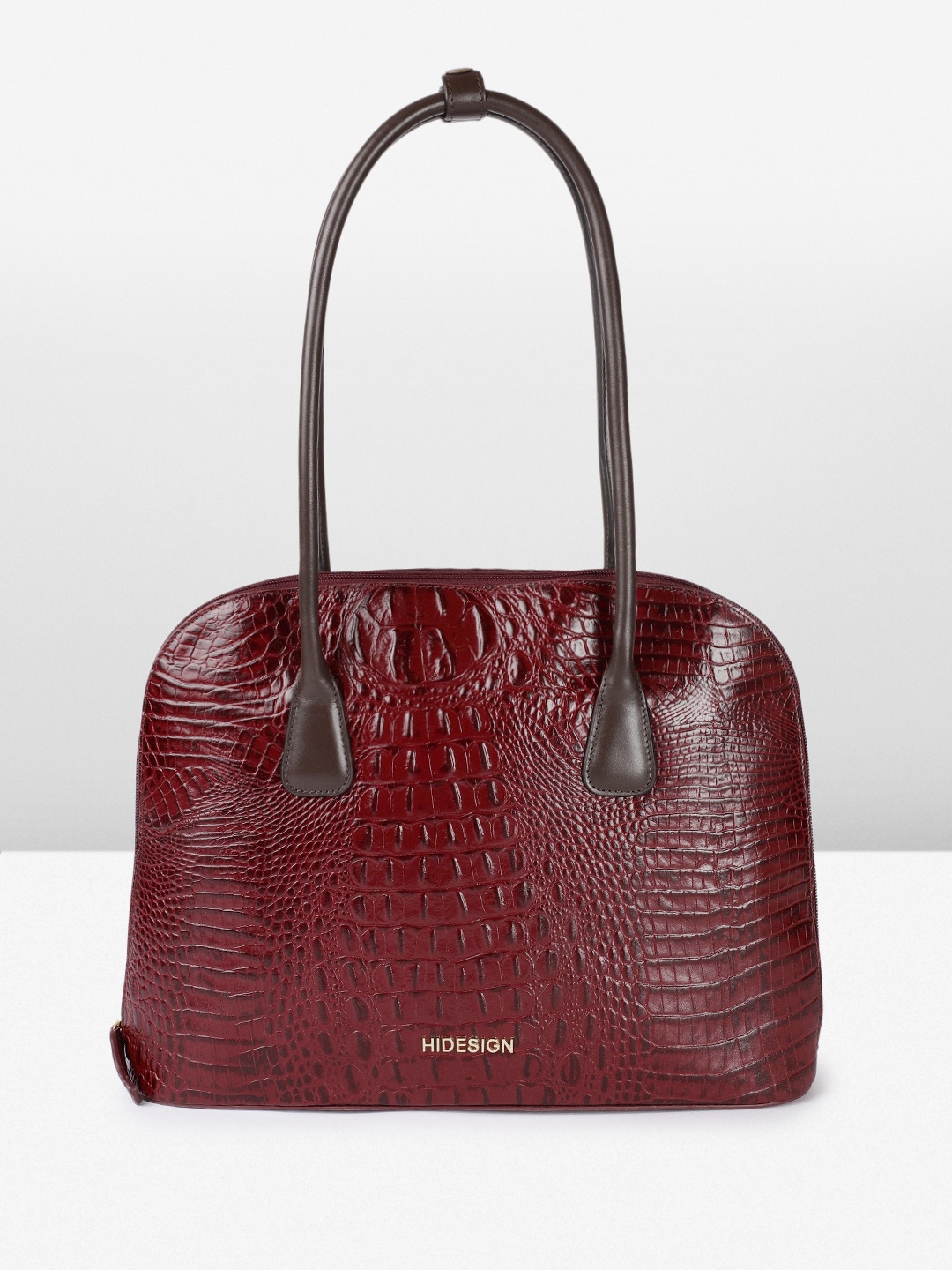 

Hidesign COPACABANA 02 BABY CROCO Animal Textured Structured Shoulder Bag, Red