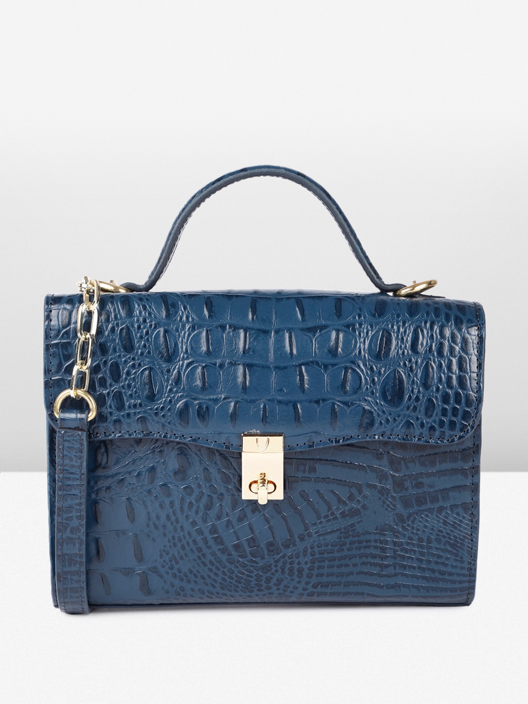 

Hidesign ALISSON BABY CROCO Animal Textured Structured Satchel, Blue