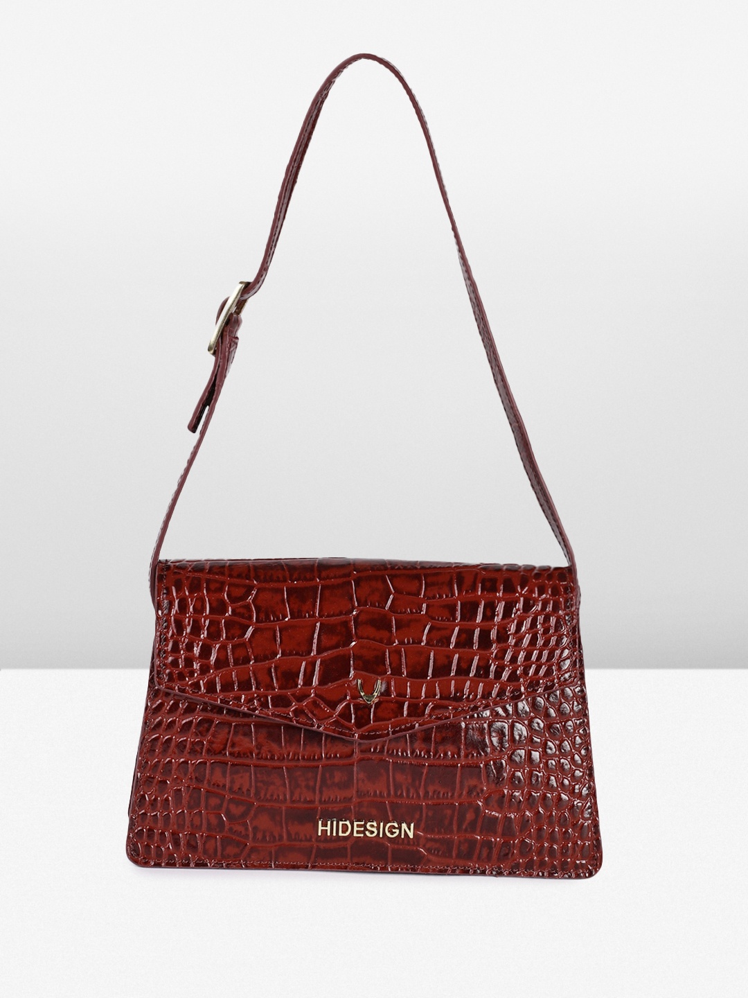 

Hidesign Animal Textured Leather Structured Shoulder Bag, Maroon