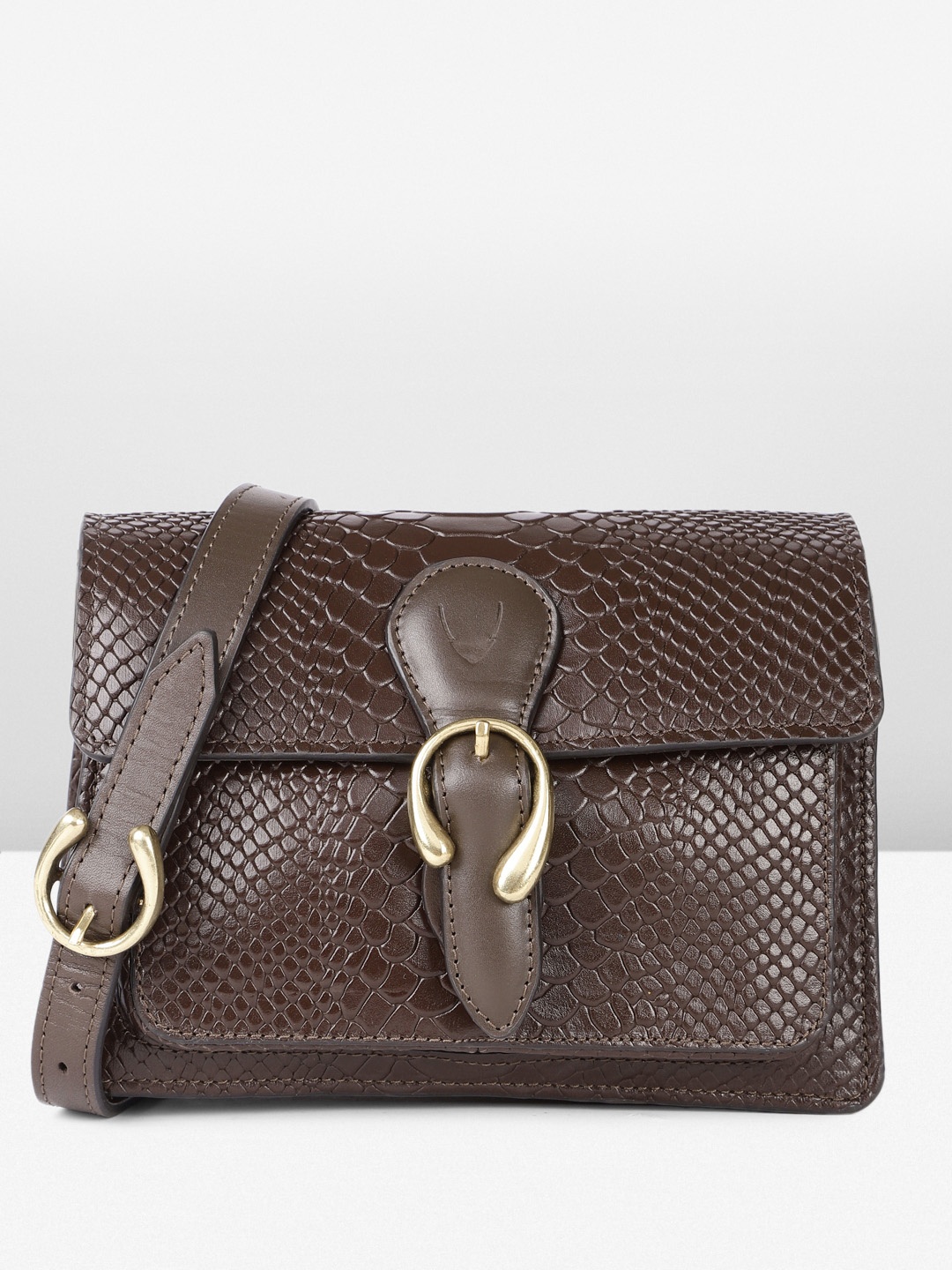

Hidesign Women Textured Leather Sling Bag, Brown