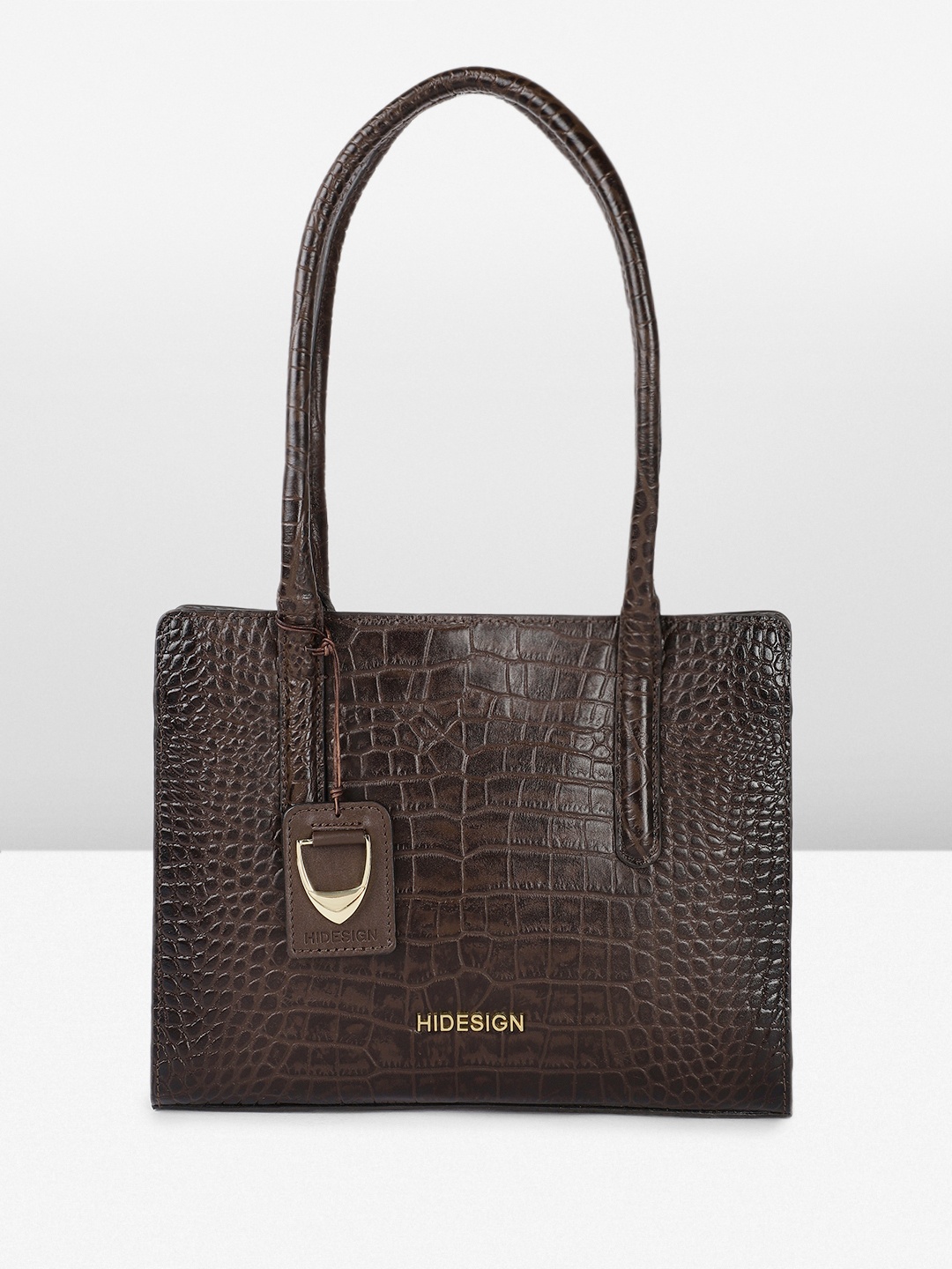 

Hidesign Animal Textured Leather Structured Shoulder Bag, Brown