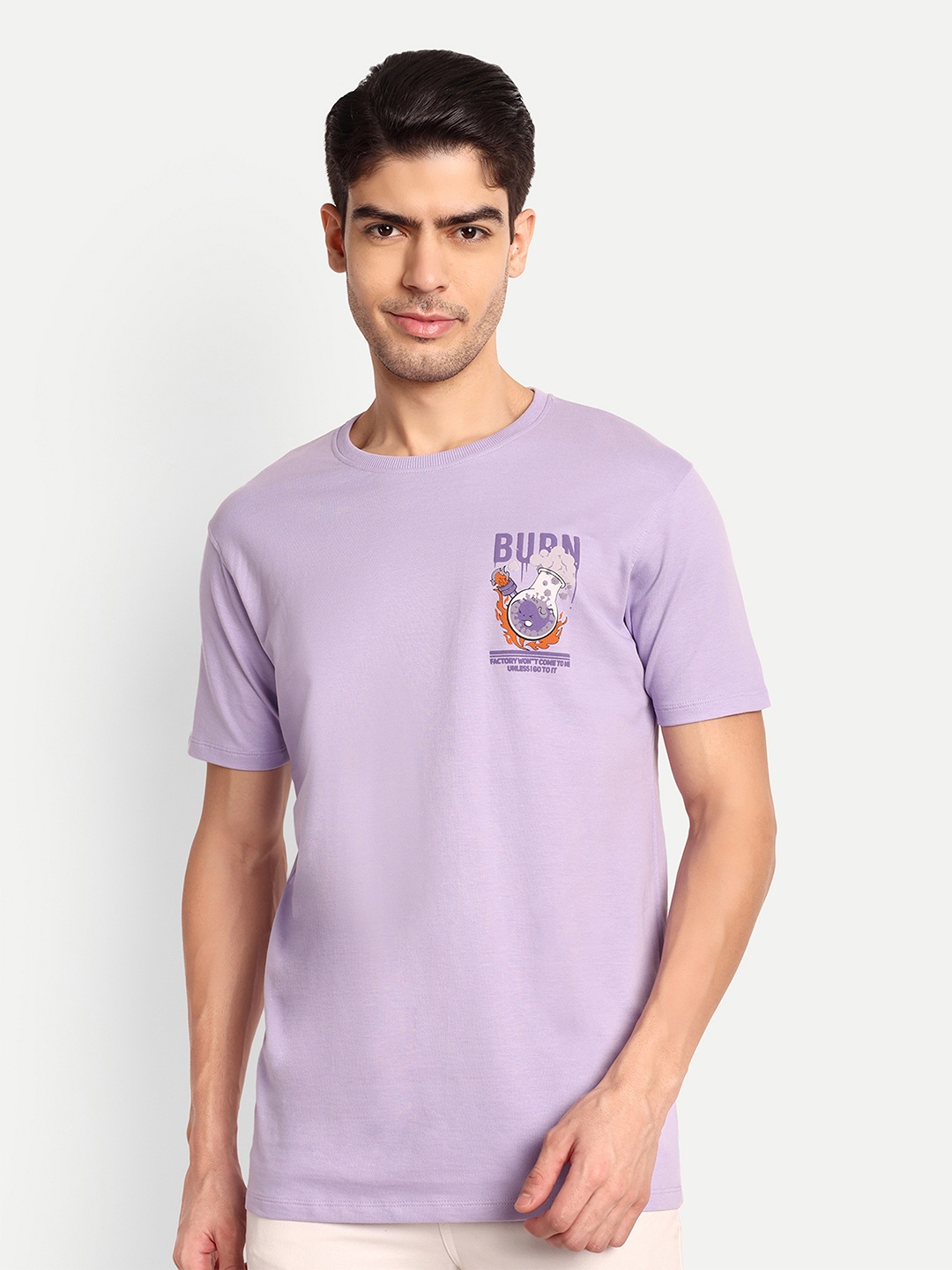 

Lewogle Men Typography Applique T-shirt, Purple