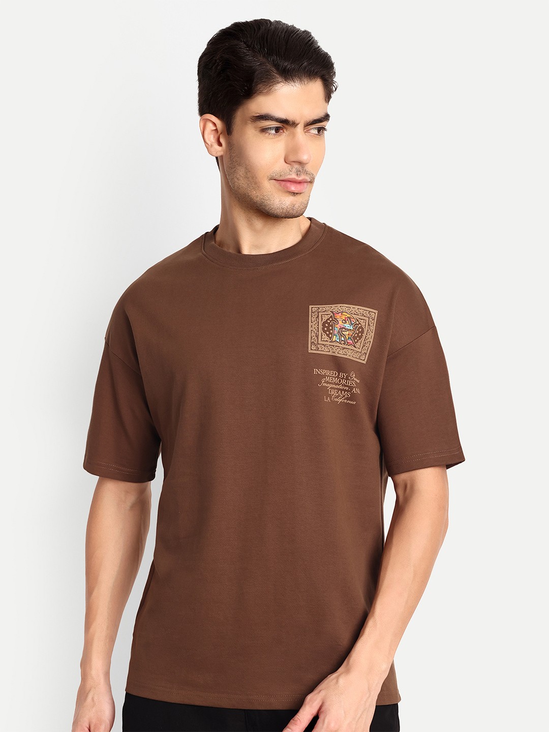 

Lewogle Men Pockets T-shirt, Brown