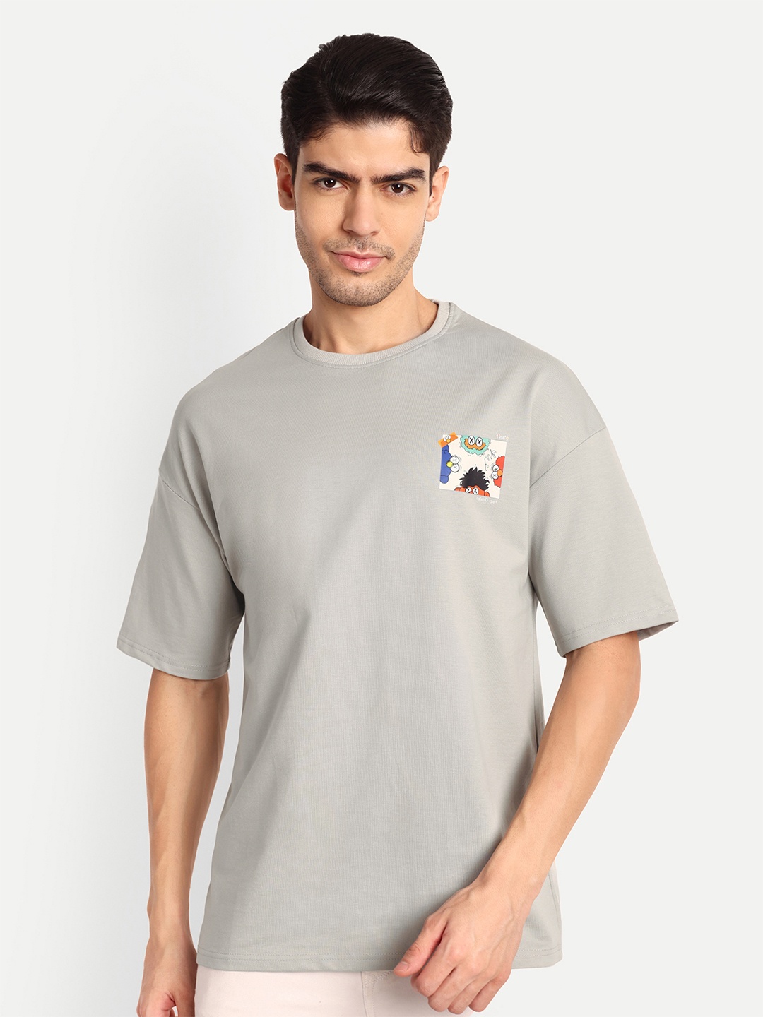 

Lewogle Men Applique T-shirt, Grey