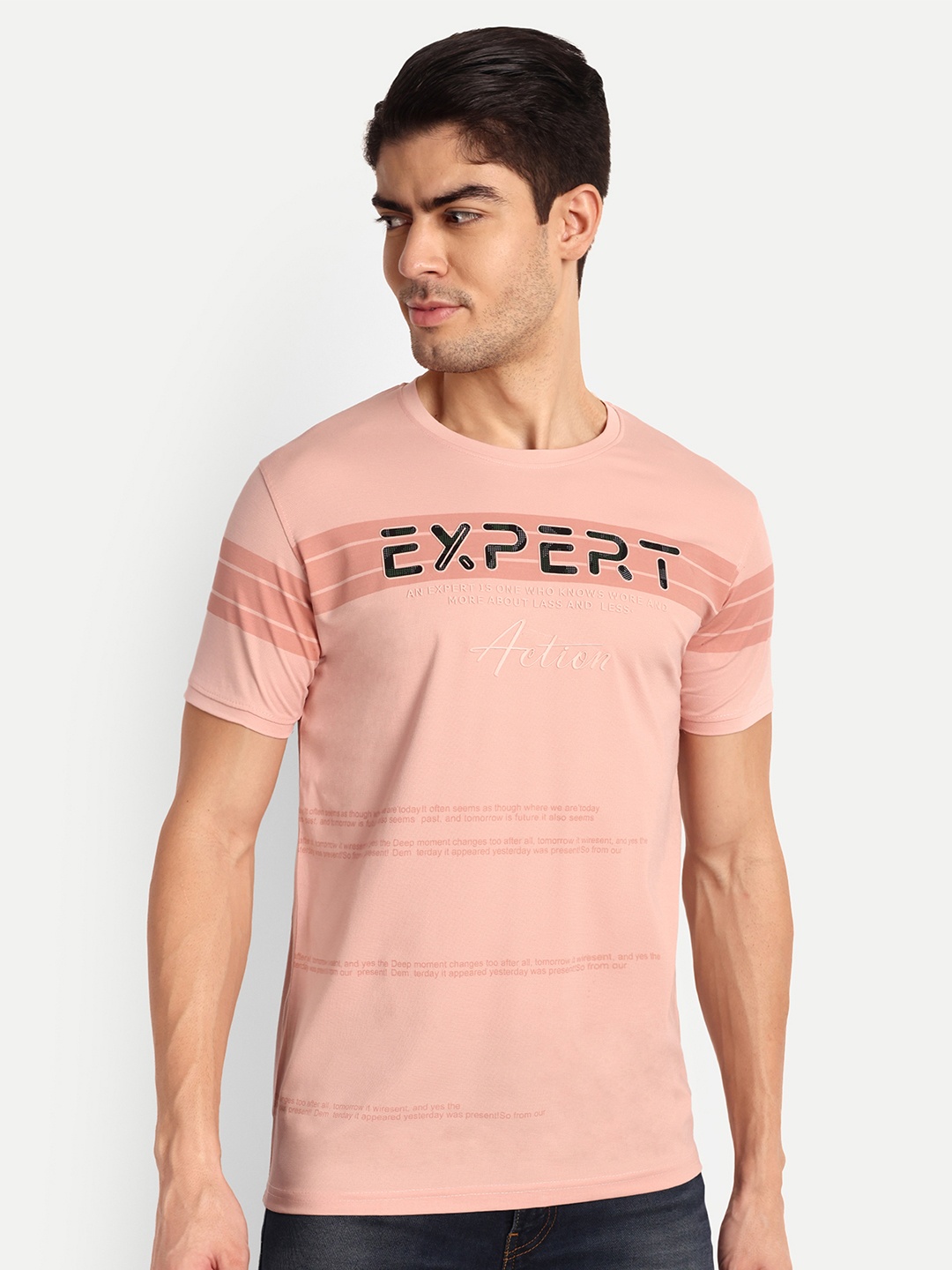 Lewogle Men Typography Pockets T-shirt, Orange