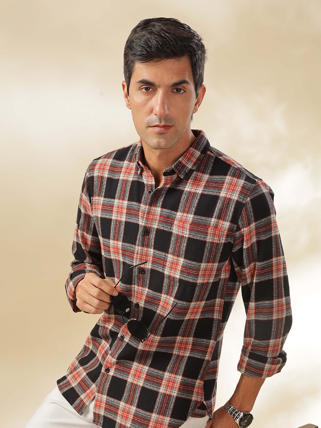 

HERE&NOW Men Slim Fit Opaque Checked Casual Shirt, Multi