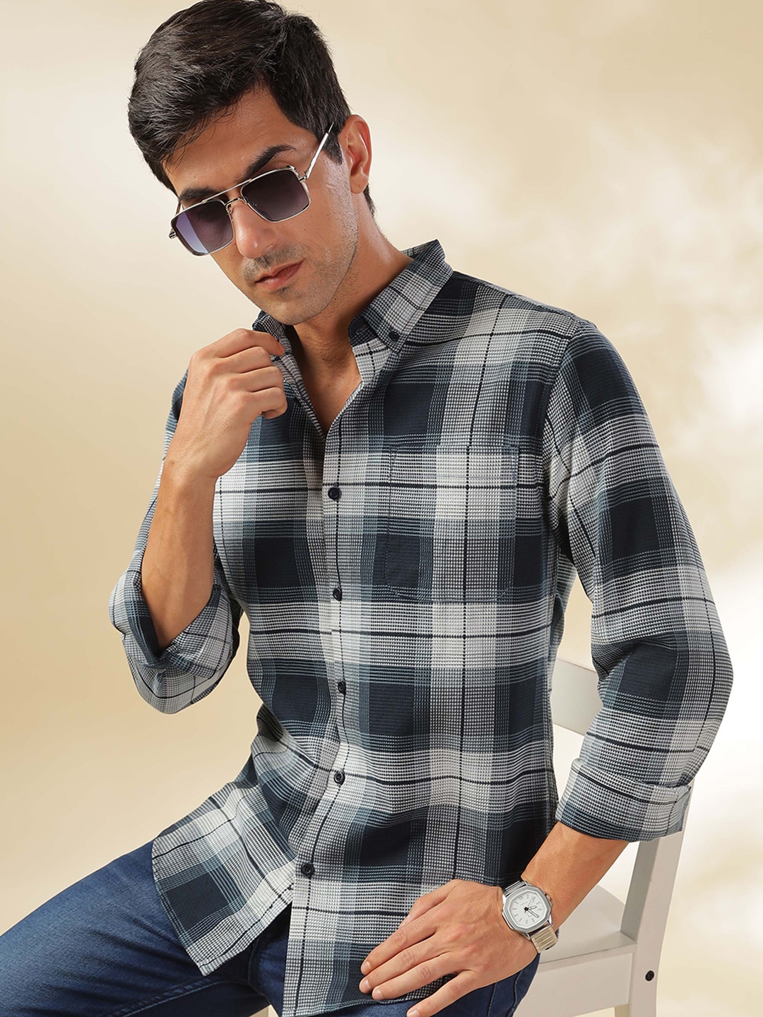 

HERE&NOW Men Slim Fit Tartan Checks Opaque Checked Casual Shirt, Multi