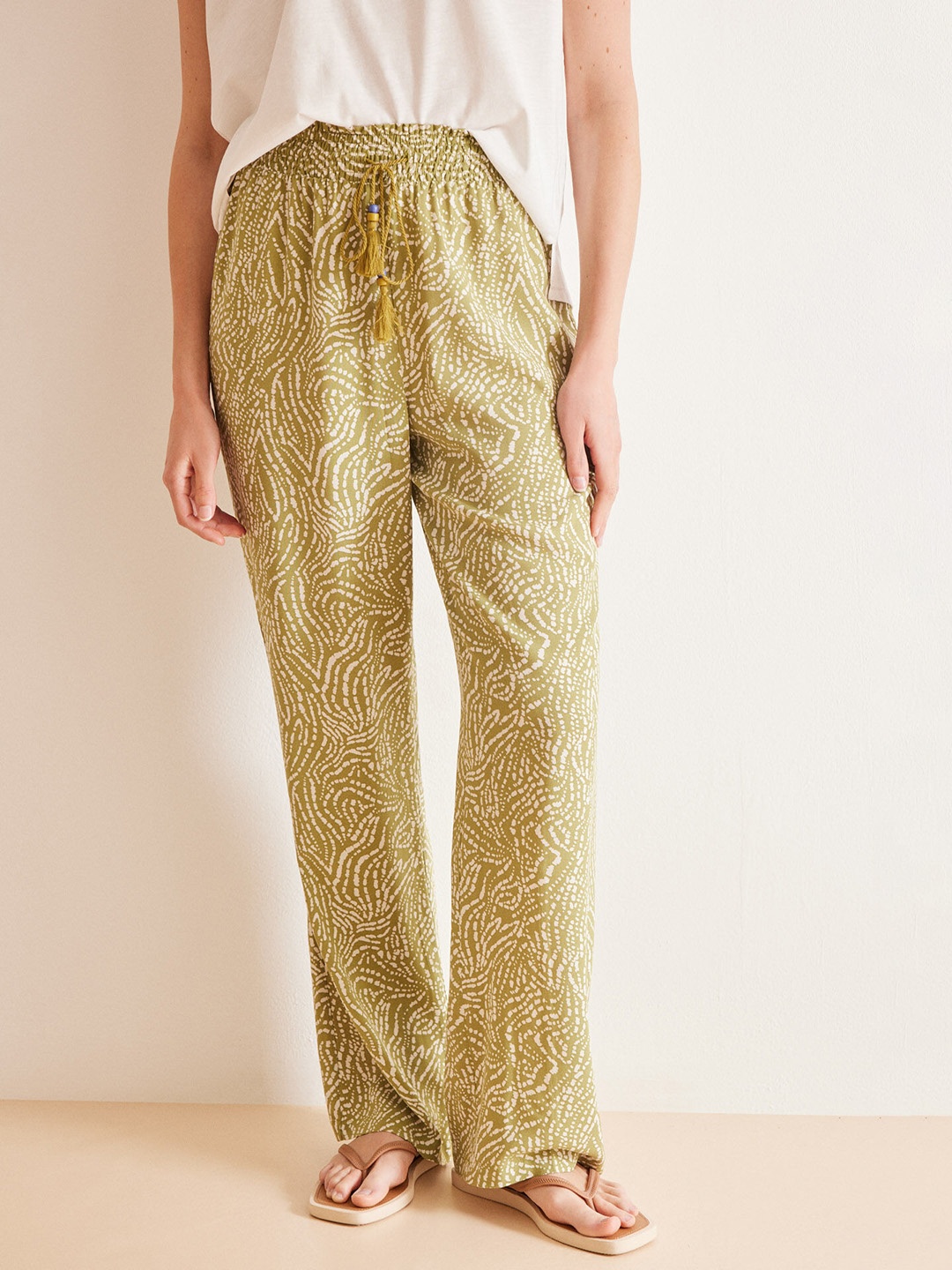 

women'secret Women Abstract Printed Lounge Pants, Green