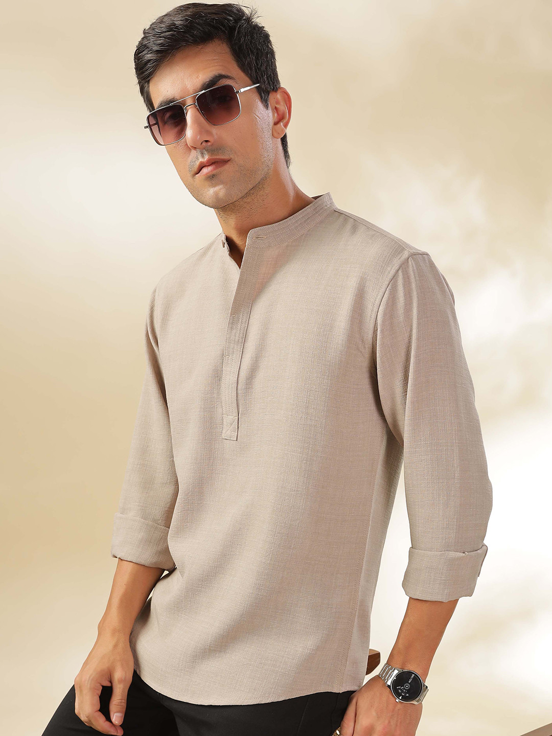 

HERE&NOW Men Kurta, Khaki