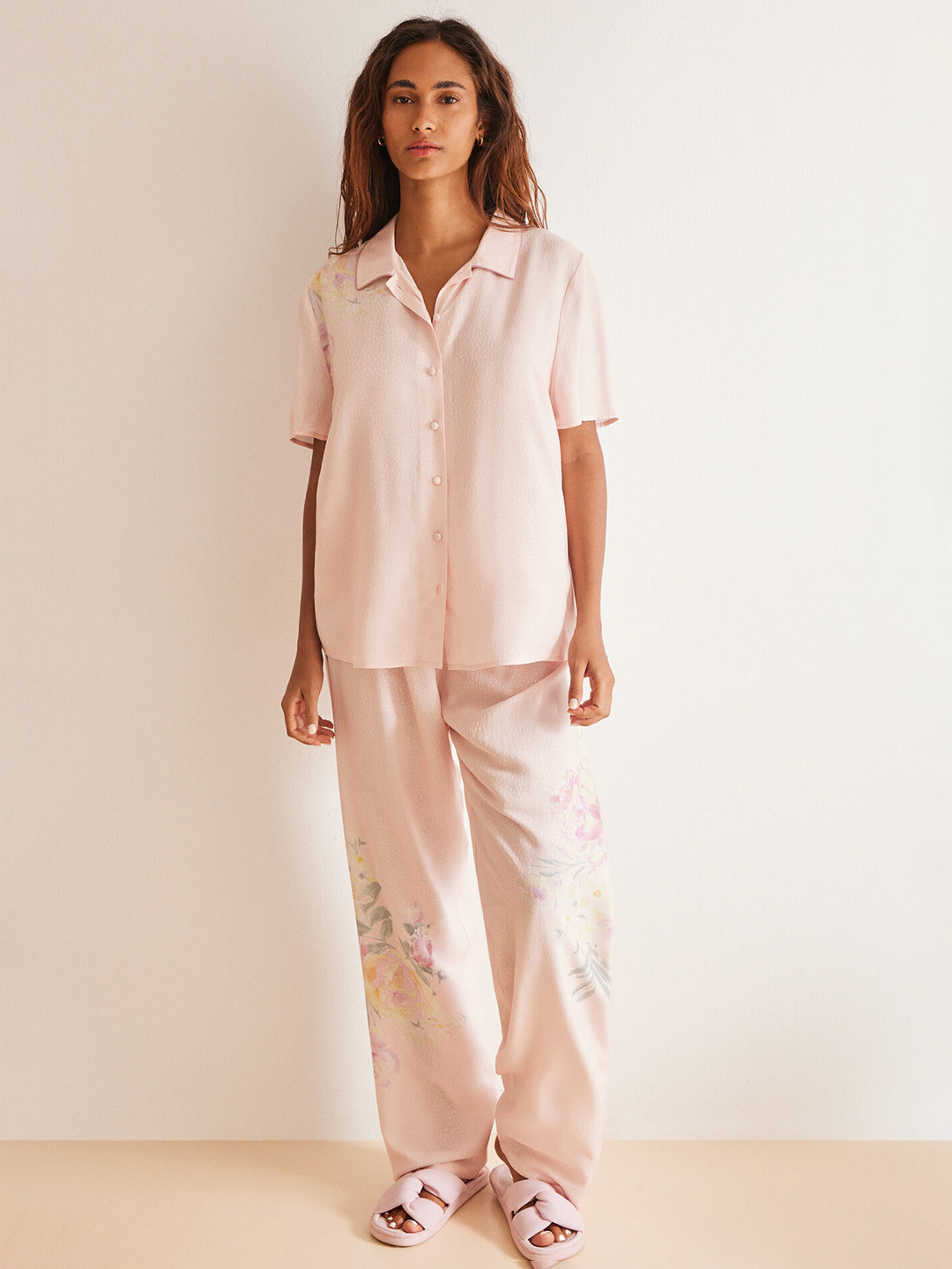

women'secret Floral Printed Night Suit, Pink
