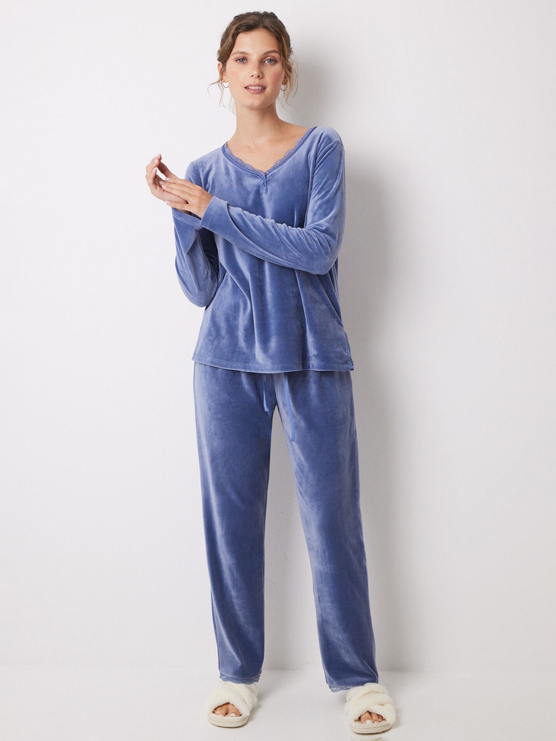 

women'secret Velvet Night suit, Blue