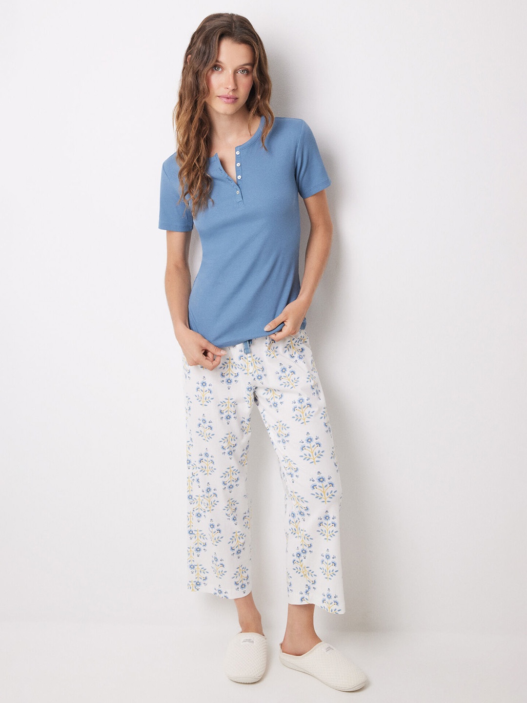 

women'secret Printed Night suit, Blue