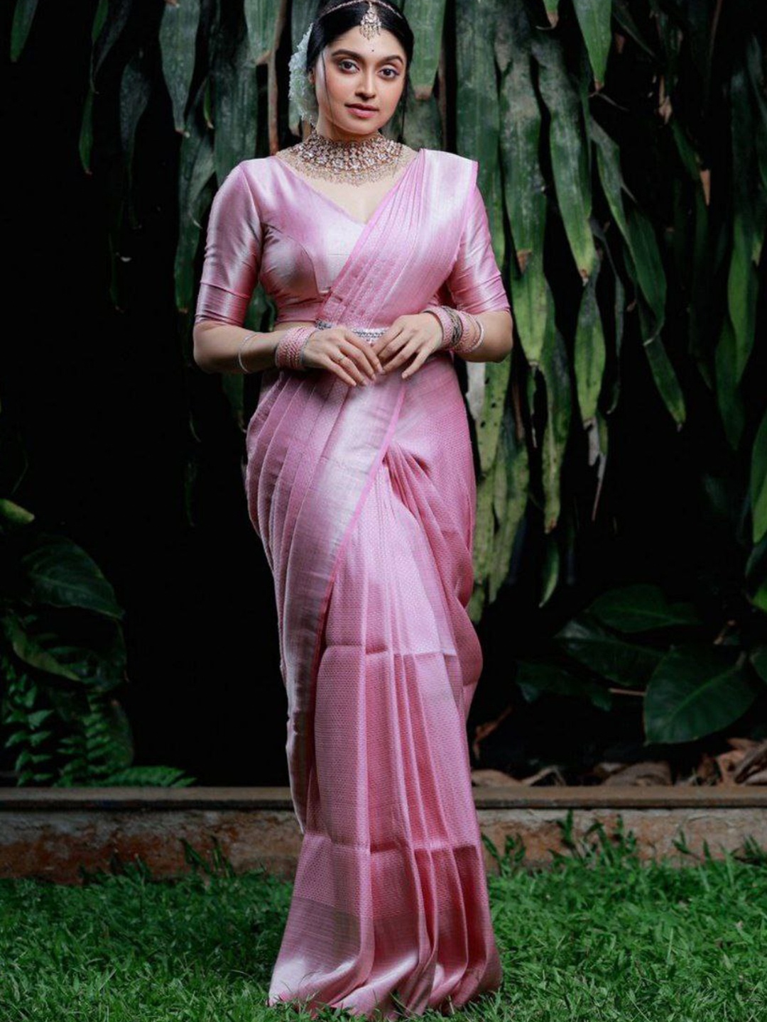 

Jinax Woven Design Pure Silk Banarasi Saree, Pink