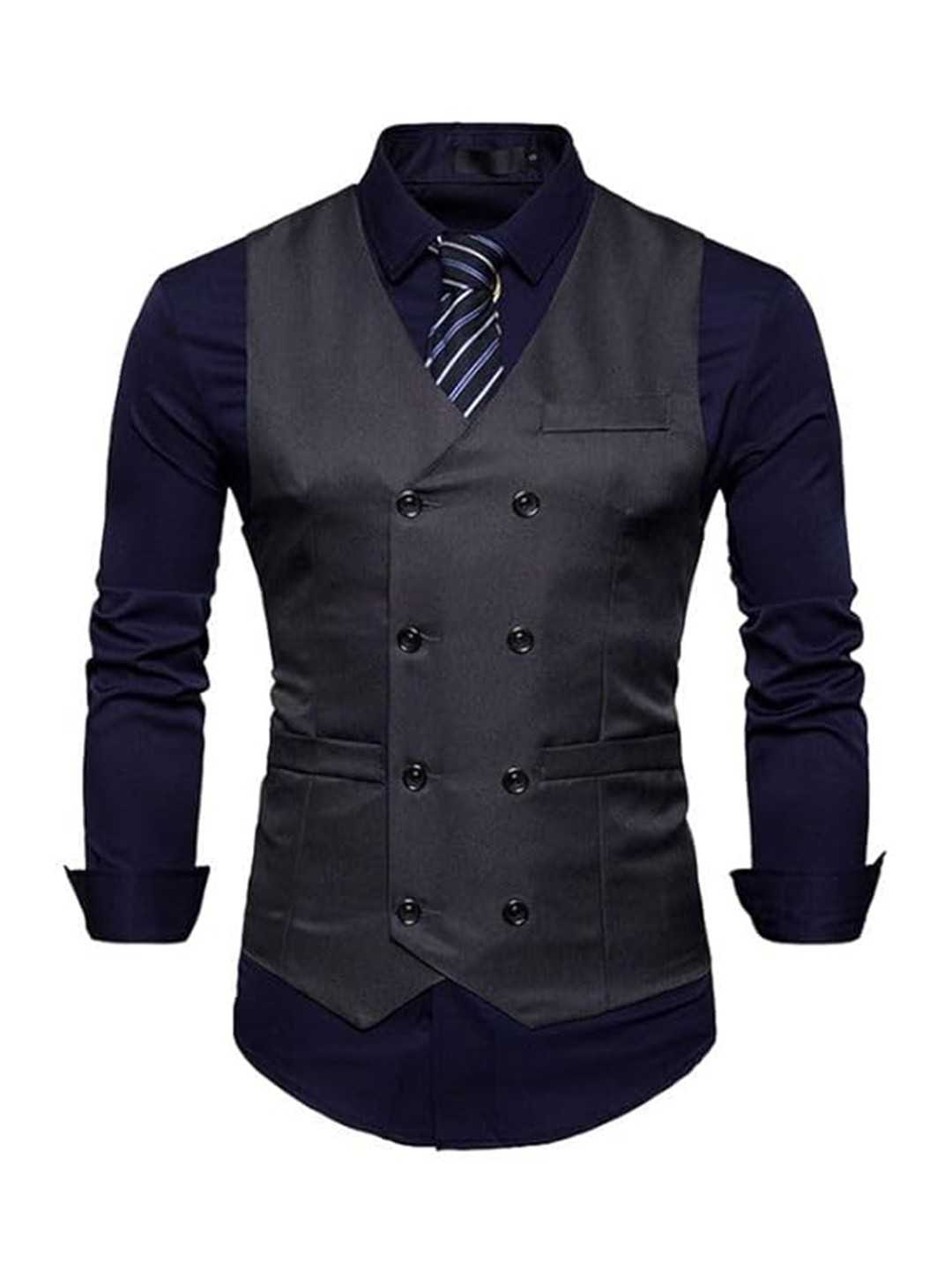 

Swara Craft V-Neck Waistcoat, Black
