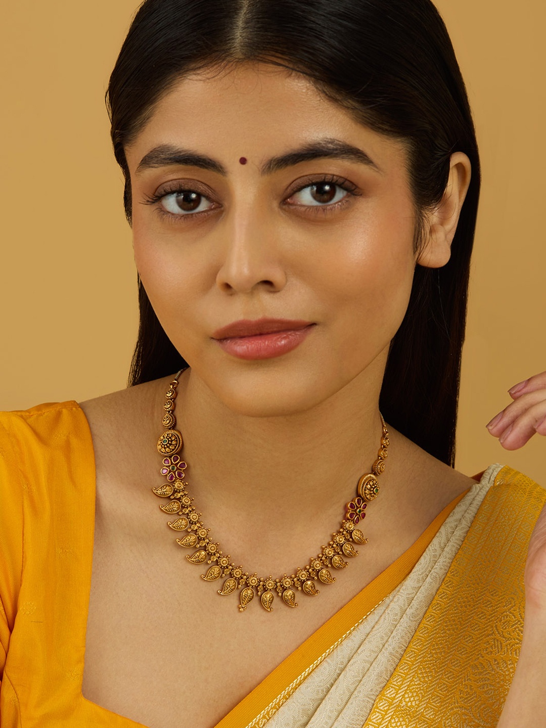 

Kushal's Fashion Jewellery Copper Gold-Plated Antique Necklace