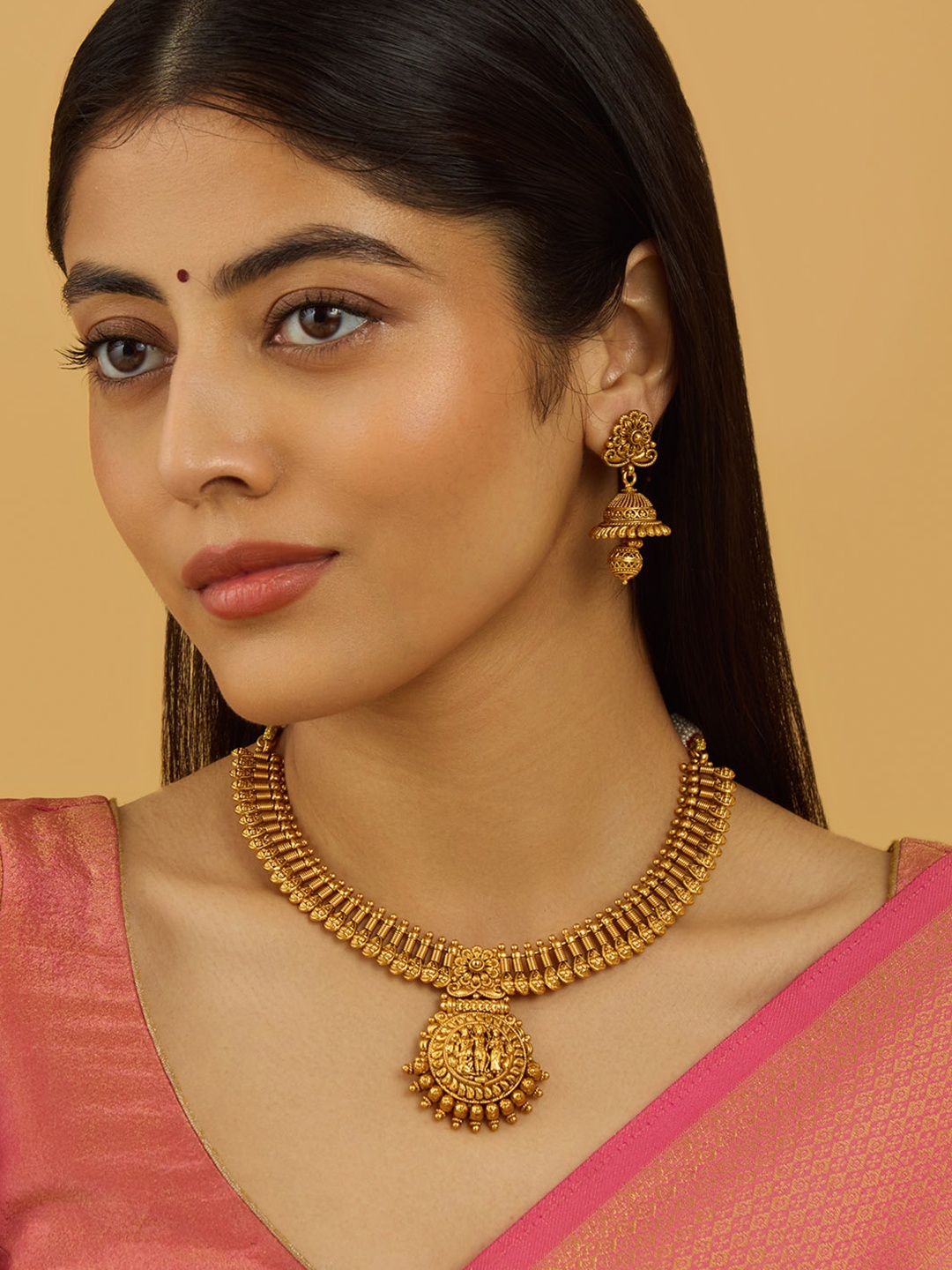 

Kushal's Fashion Jewellery Gold-Plated Ram and Sita Goddess Antique Jewellery Set