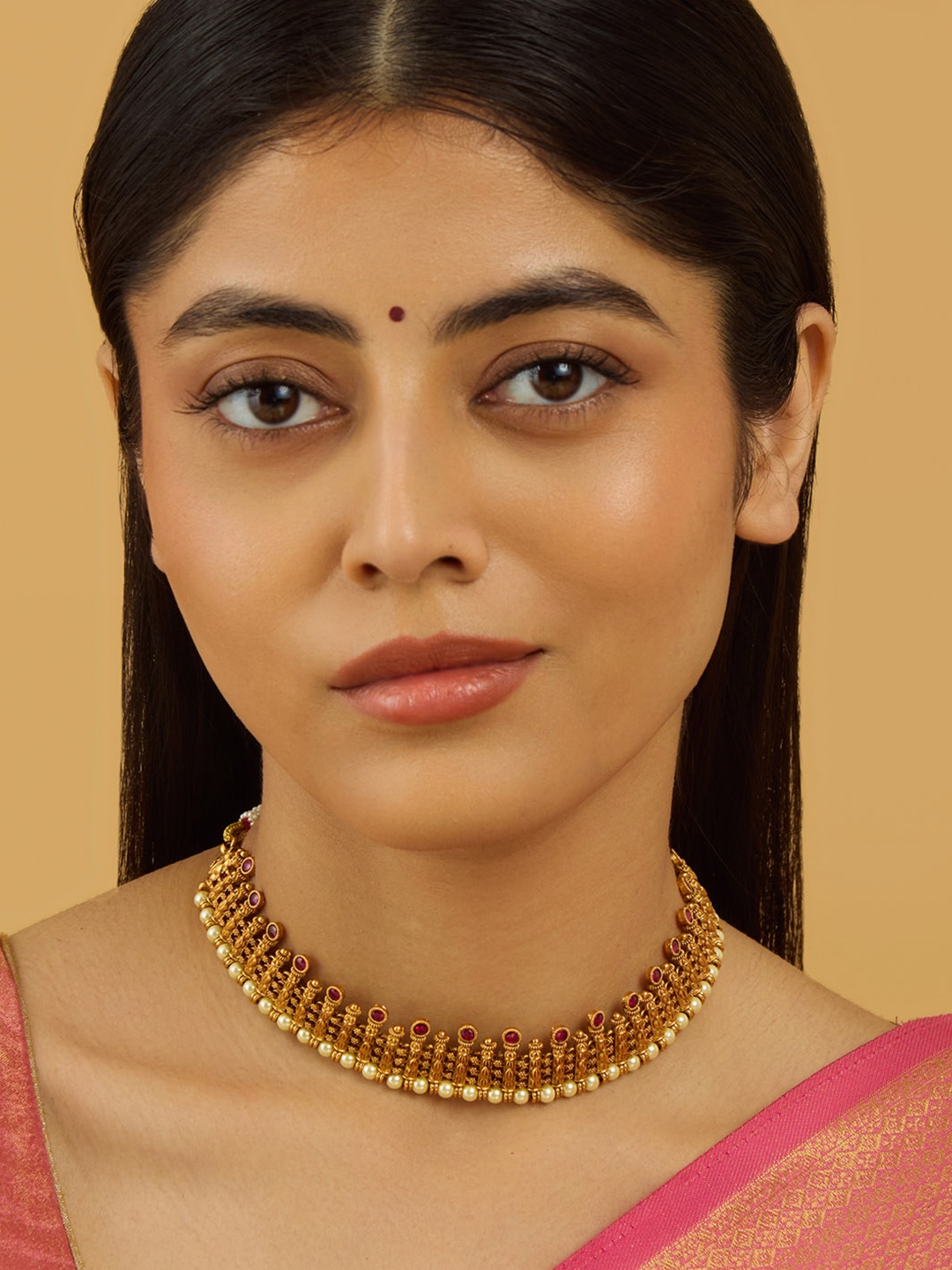 

Kushal's Fashion Jewellery Copper Gold-Plated Antique Necklace