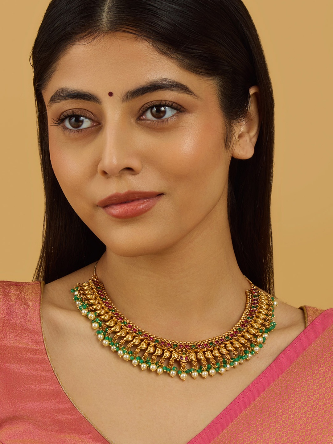 

Kushal's Fashion Jewellery Copper Gold-Plated Antique Necklace