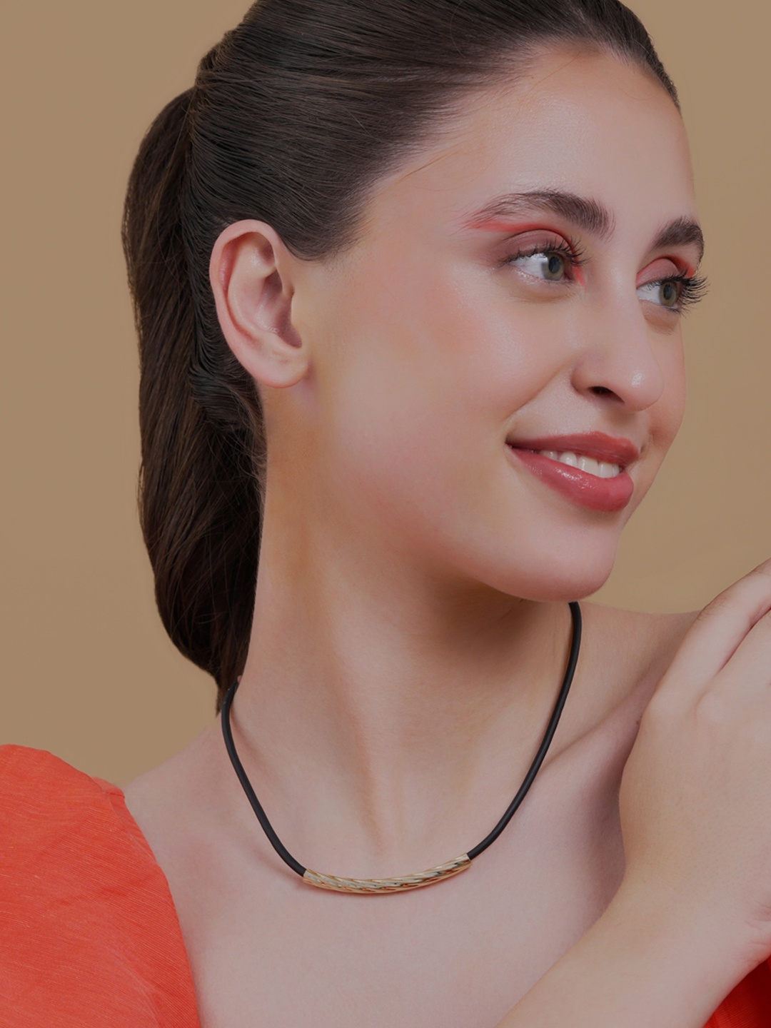

Kushal's Fashion Jewellery Copper Gold-Plated Necklace, Black