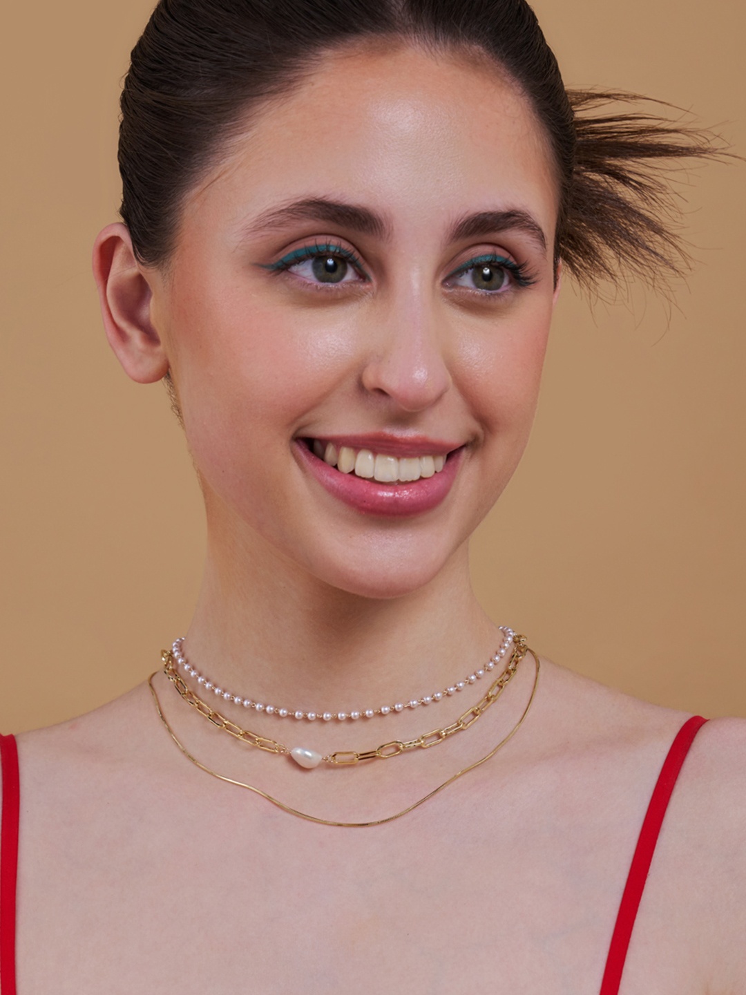 

Kushal's Fashion Jewellery Copper Gold-Plated Layered Necklace