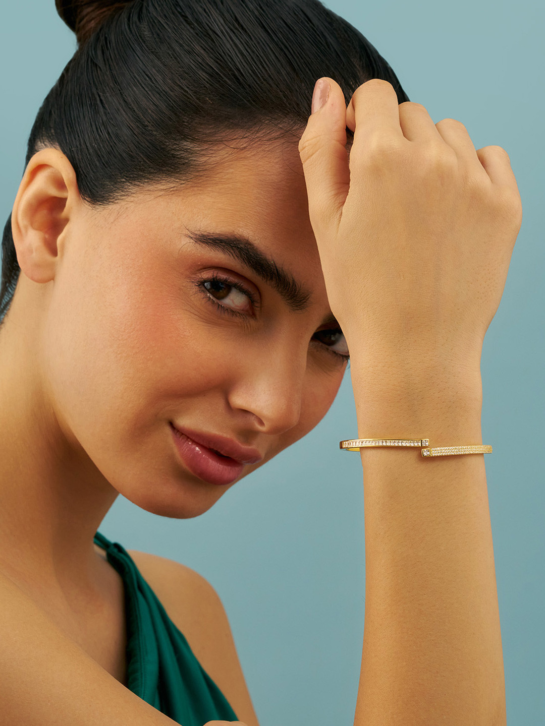 

Kushal's Fashion Jewellery Sterling Silver Gold-Plated Kada