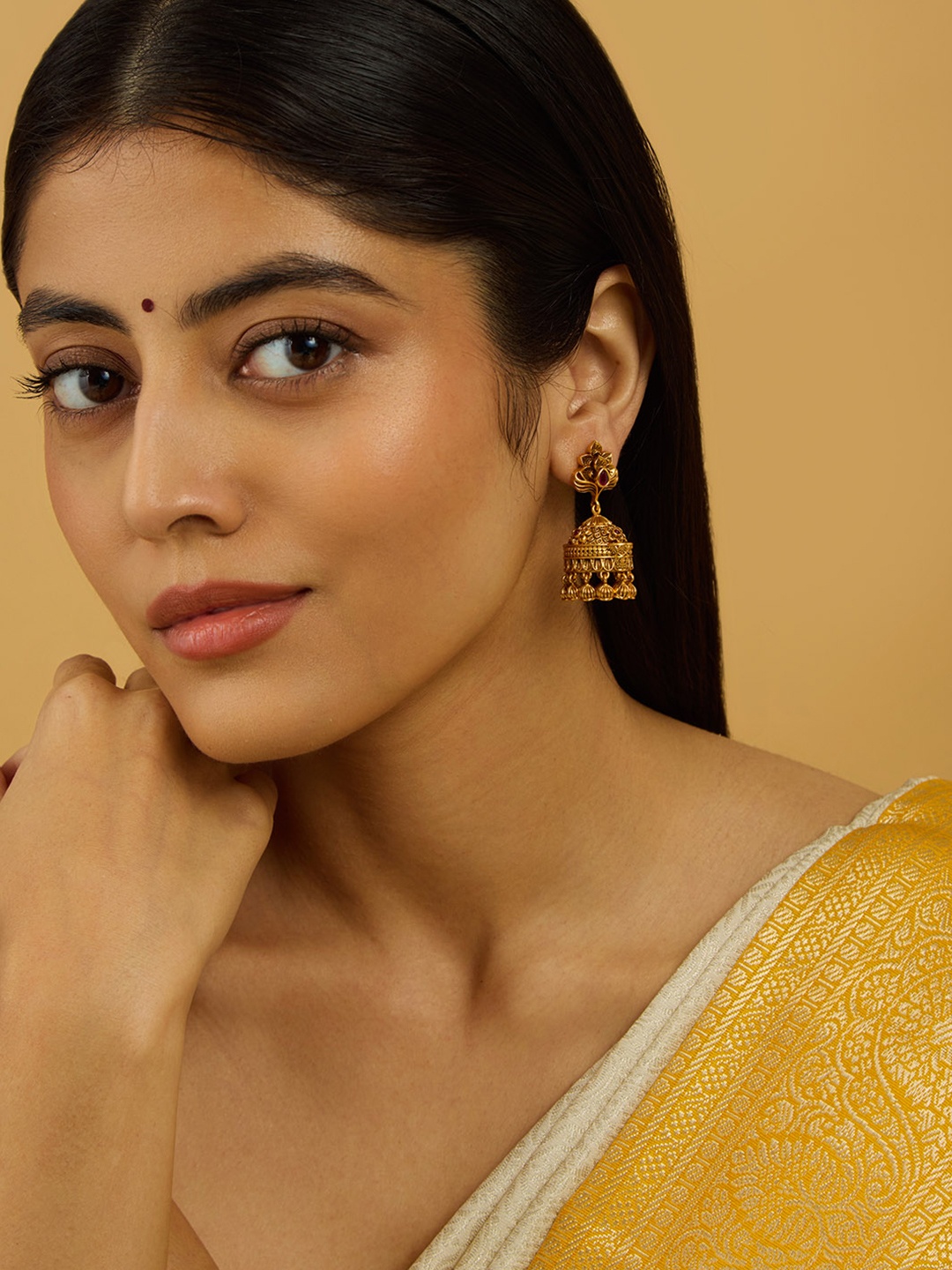 

Kushal's Fashion Jewellery Dome Shaped Jhumkas Earrings, Red