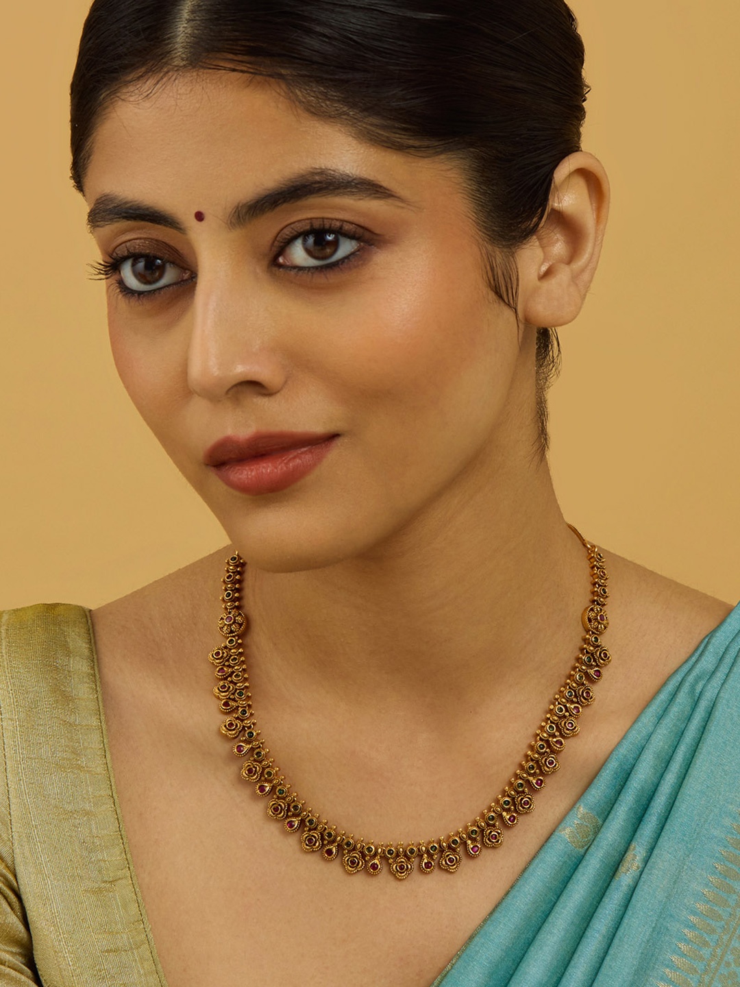 

Kushal's Fashion Jewellery Copper Gold-Plated Antique Necklace