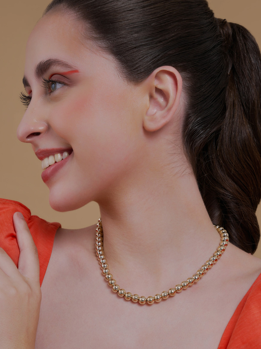 

Kushal's Fashion Jewellery Copper Gold-Plated Necklace, Beige