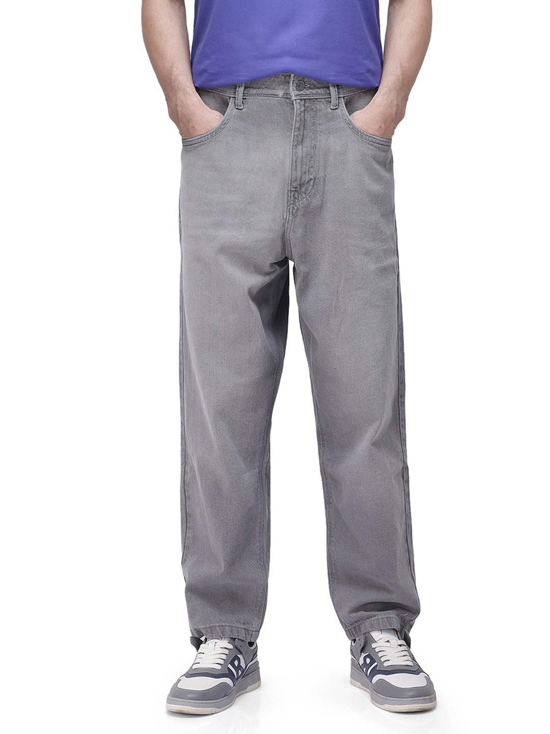 

RARE RABBIT Men Comfort Baggy Fit Stretchable Jeans, Grey