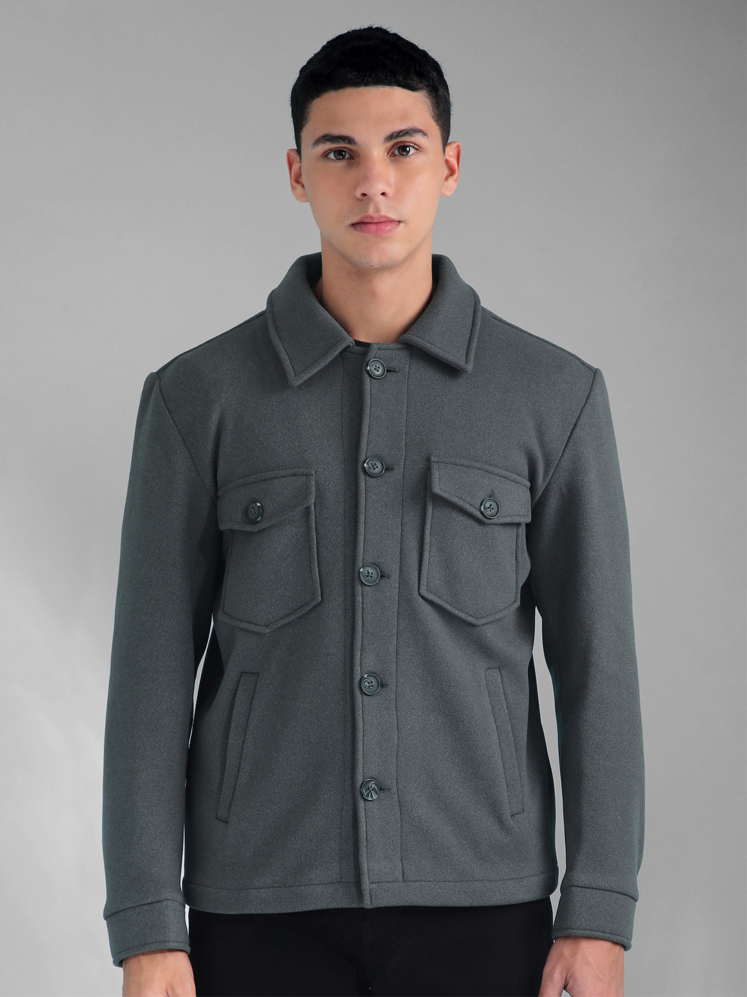 

Beyoung Men Woollen Parka Jacket, Grey