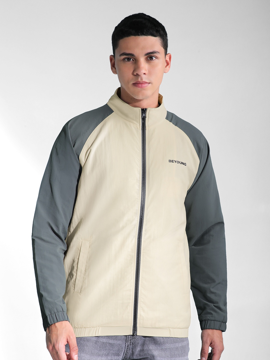 

Beyoung Men Woollen Sporty Jacket, Grey
