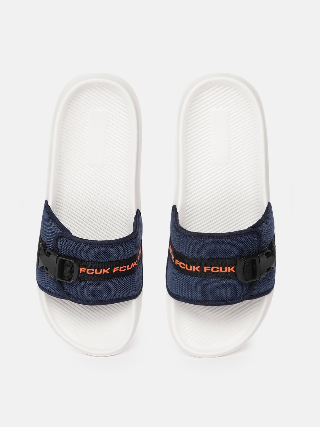 

FCUK Men Colourblocked Sliders With Buckle Detail, White