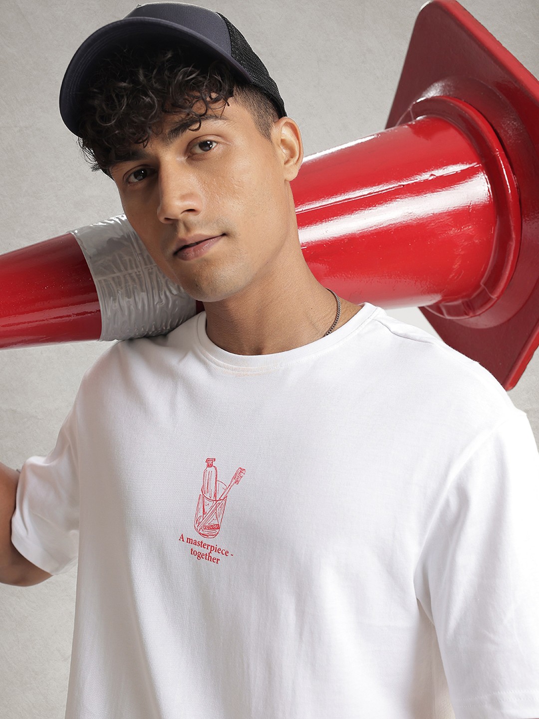 

WROGN Drop-Shoulder Sleeves Pure Cotton Oversized T-shirt, White