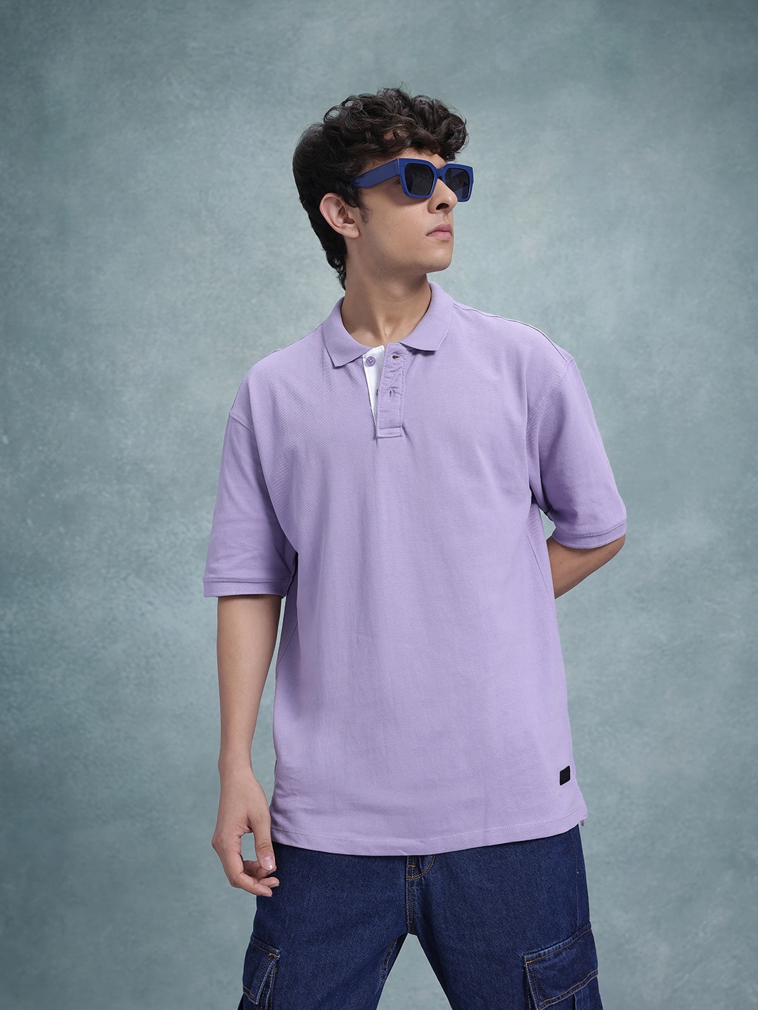 

The Roadster Life Co. Solid Pure Cotton Polo T-shirt, Lavender