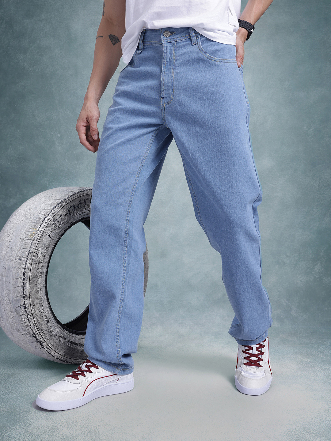 

The Roadster Life Co. Men Mid-Rise Regular Fit Stretchable Jeans, Blue