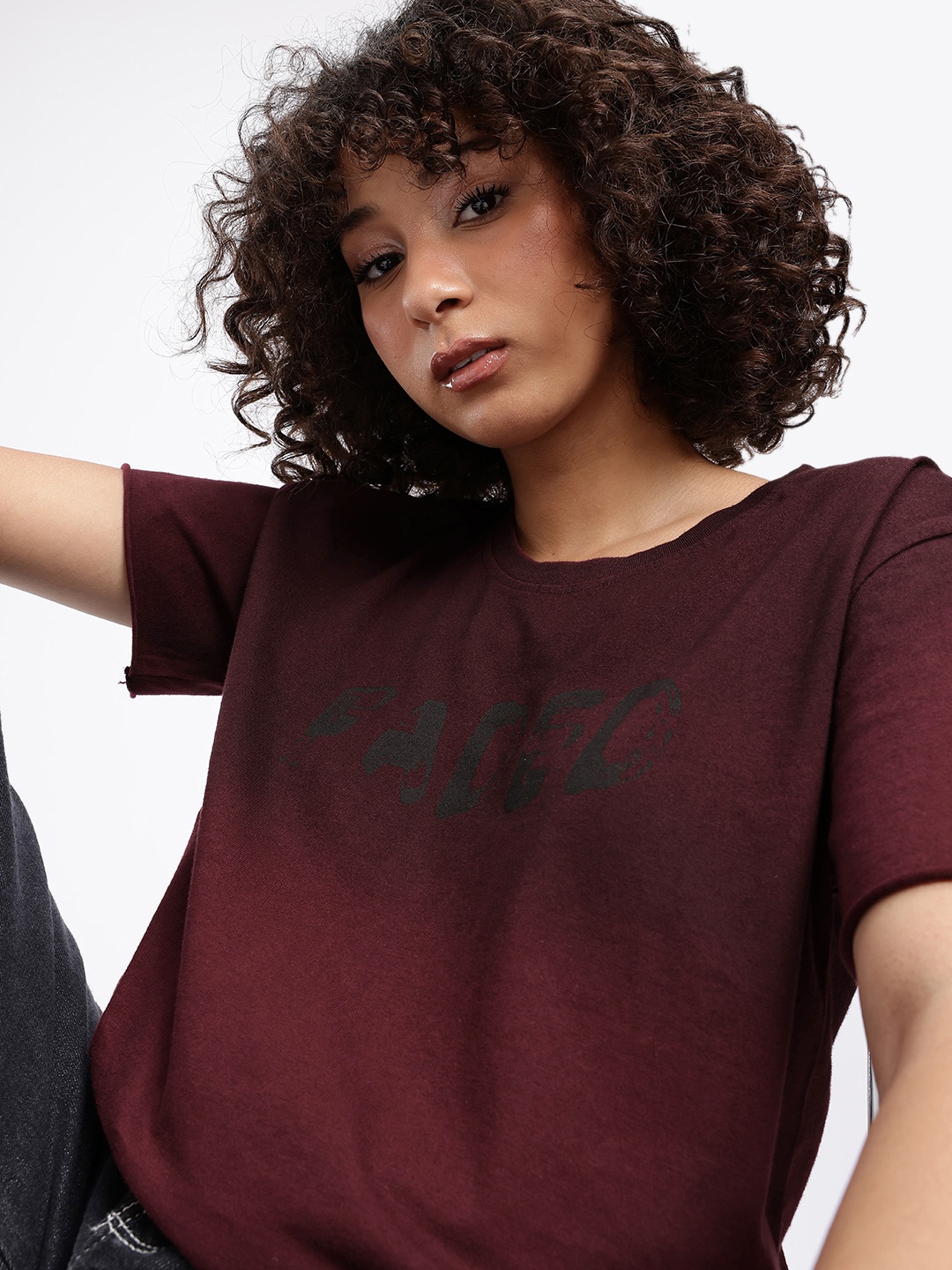 

glitchez Urban Classic Typography Printed Relaxed Fit T-shirt, Maroon
