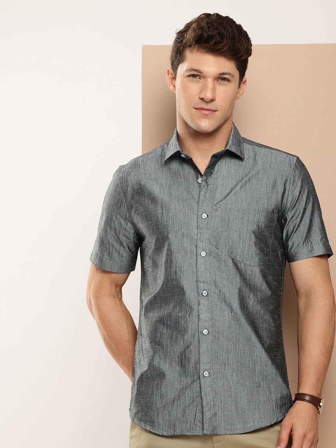 

INVICTUS Men Slim Fit Casual Shirt, Grey