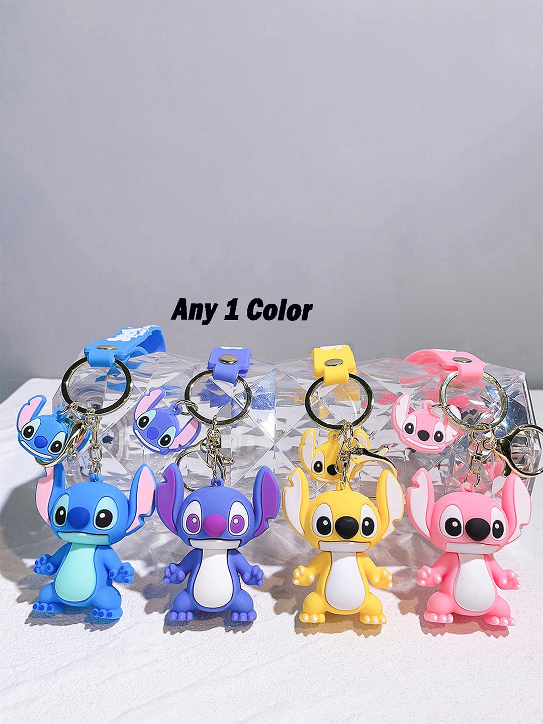 

Flenzy 3D Lilo & Stitch Cartoon Keychain With Belt, Blue