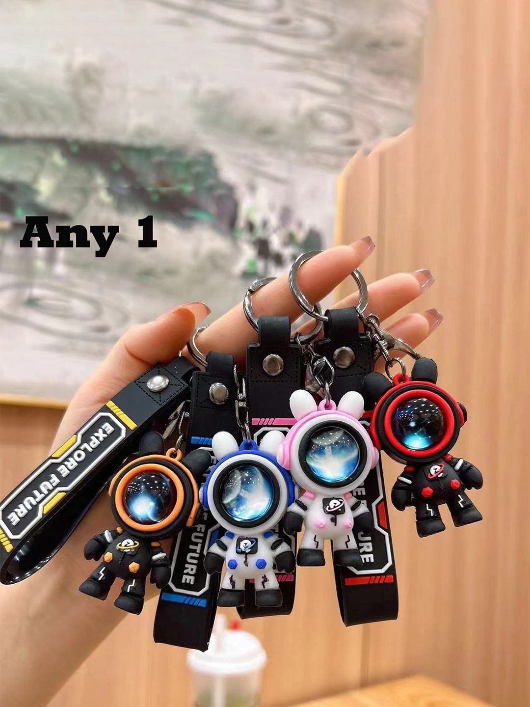 

Flenzy Cute 3D Astronaut Keychain With Belt, Orange
