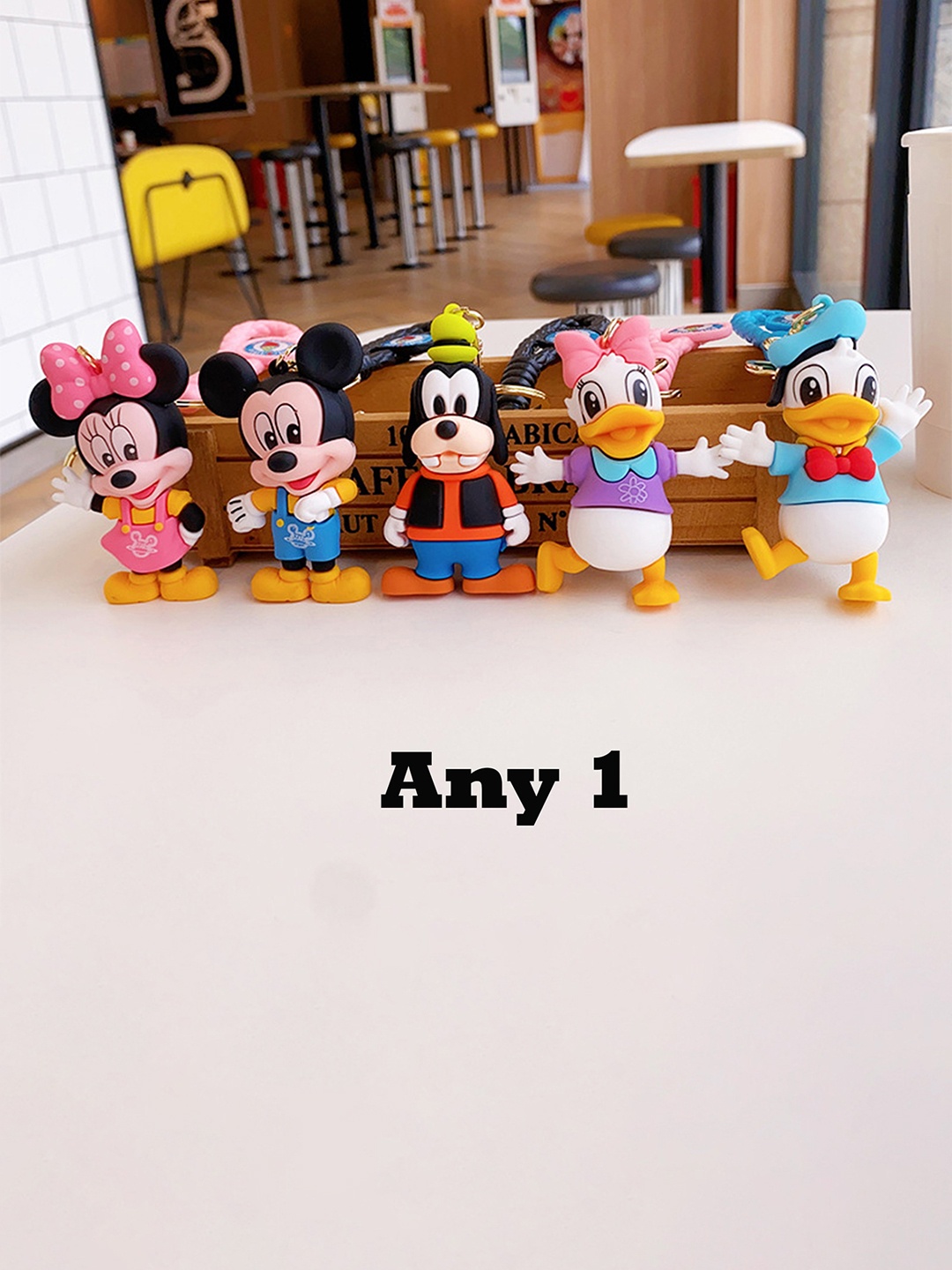 

Flenzy Cute Mickey Minnie Keychain With Wide Belt, Pink