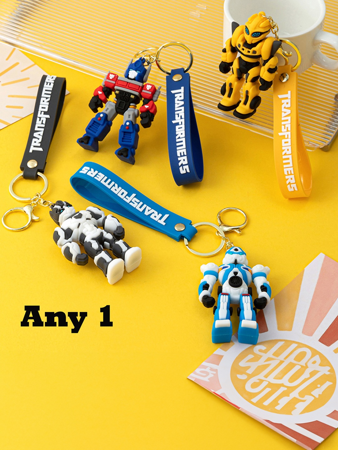 

Flenzy 3D Iron Man Transformers Design keychain With Belt, Yellow