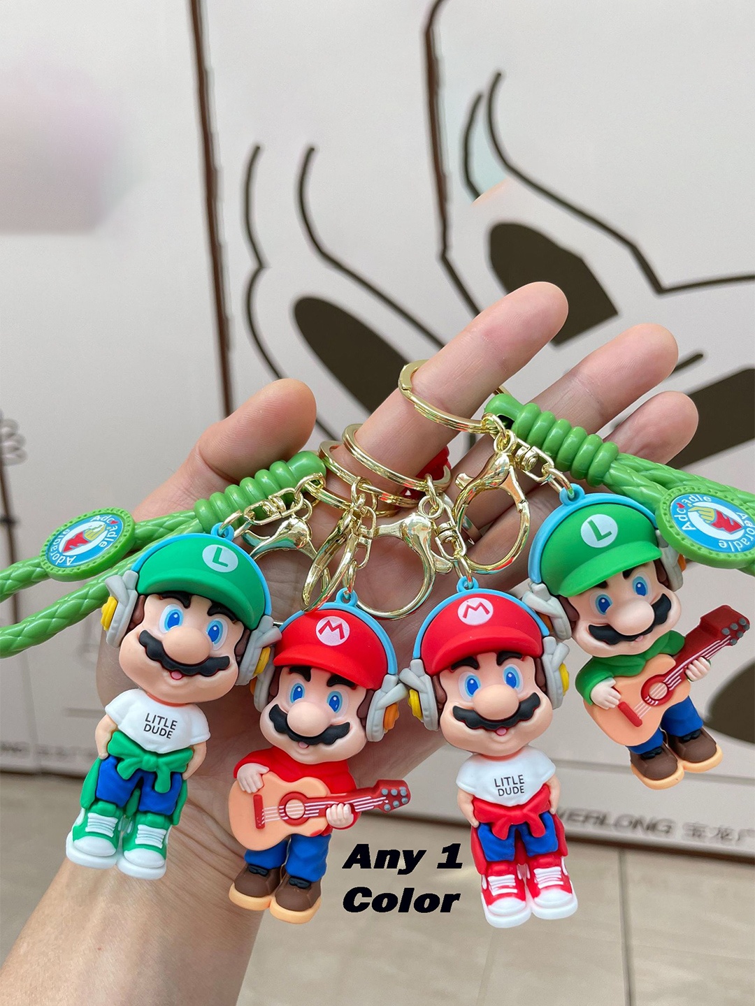 

Flenzy Cute 3D Super Mario Cartoon Keychain With Wide Belt, Red