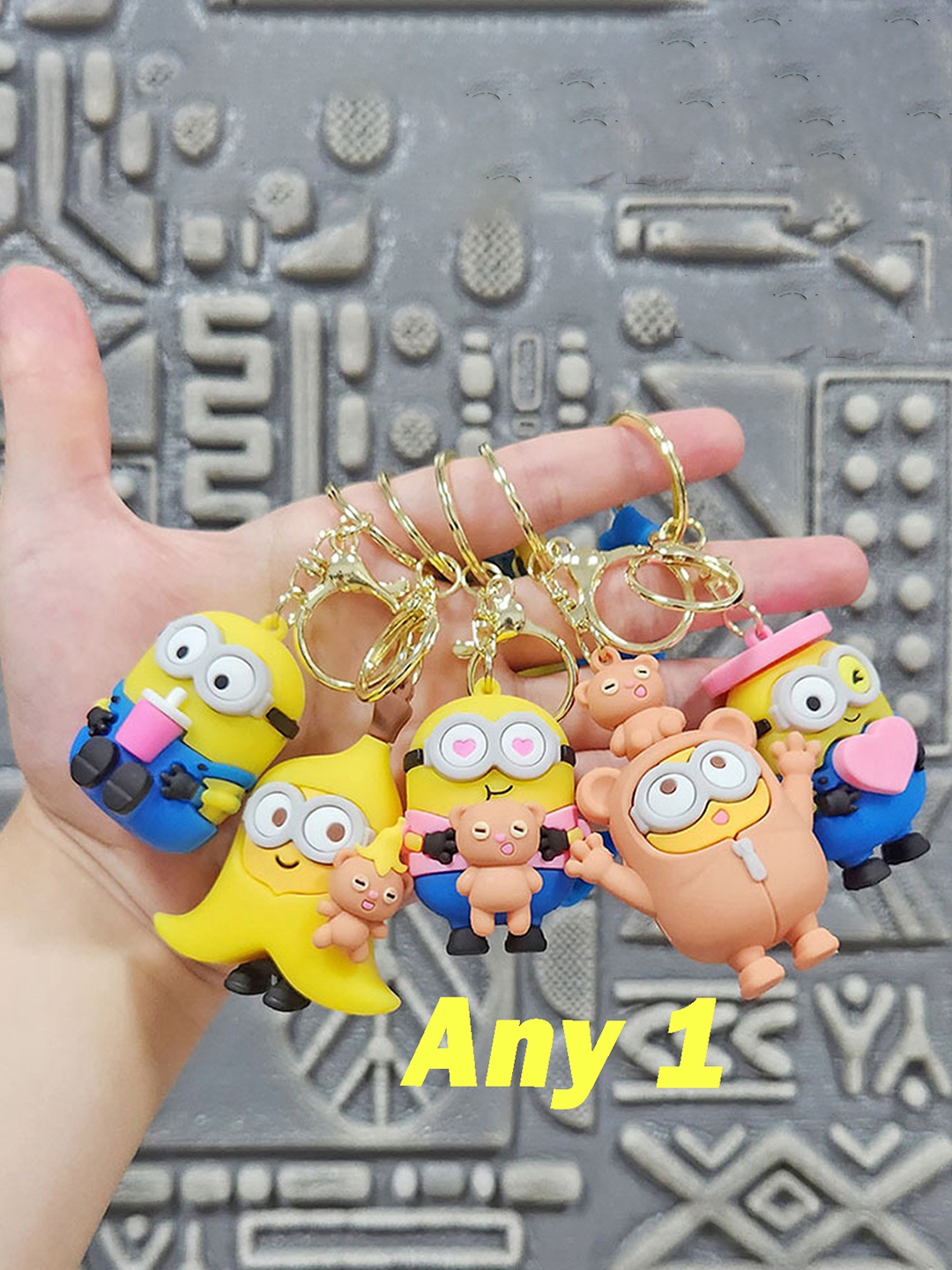 

Flenzy Textured 3D Minion Keychain, Multi
