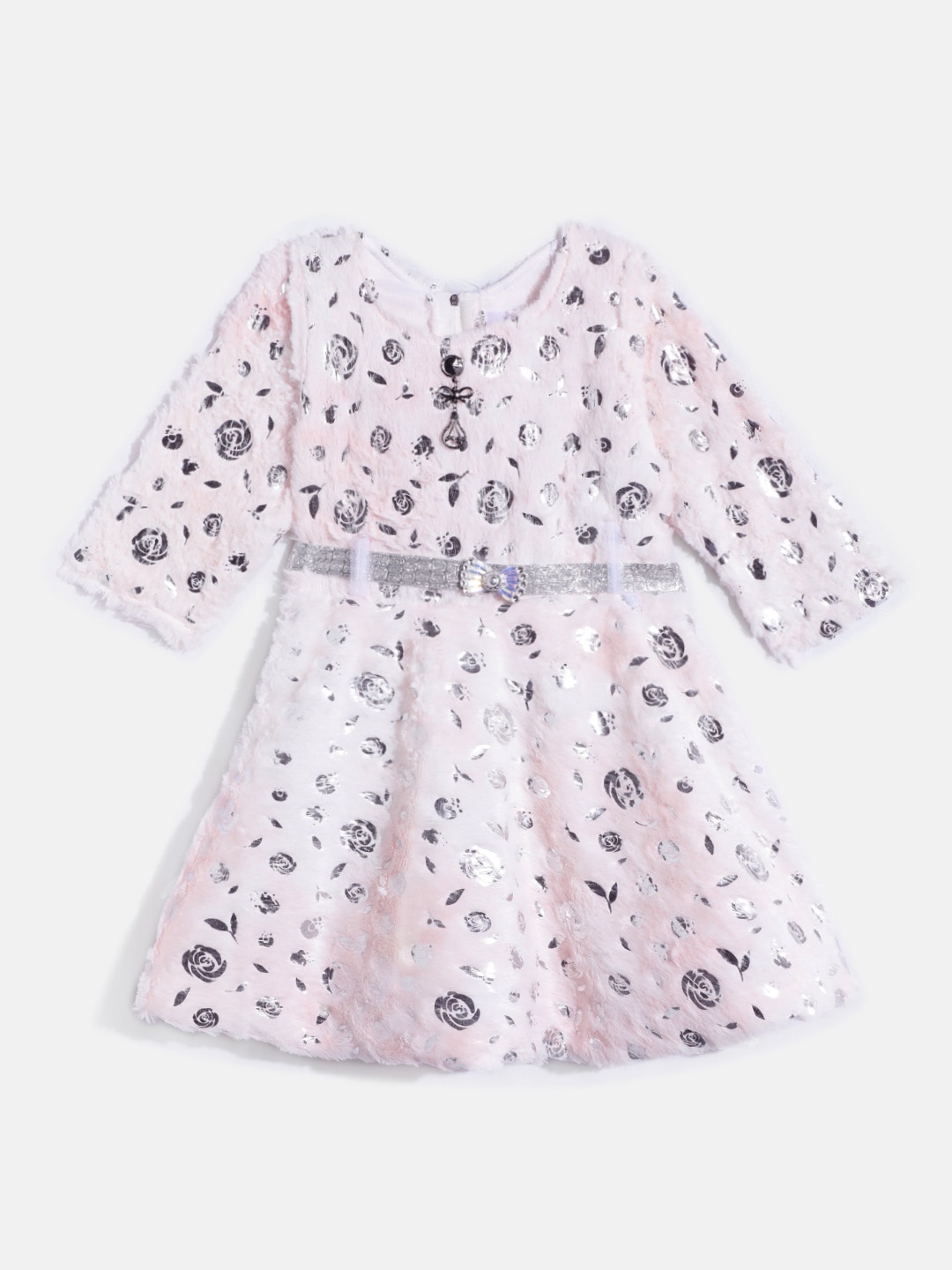 

Aarika Floral Print Woollen A-Line Dress, Peach