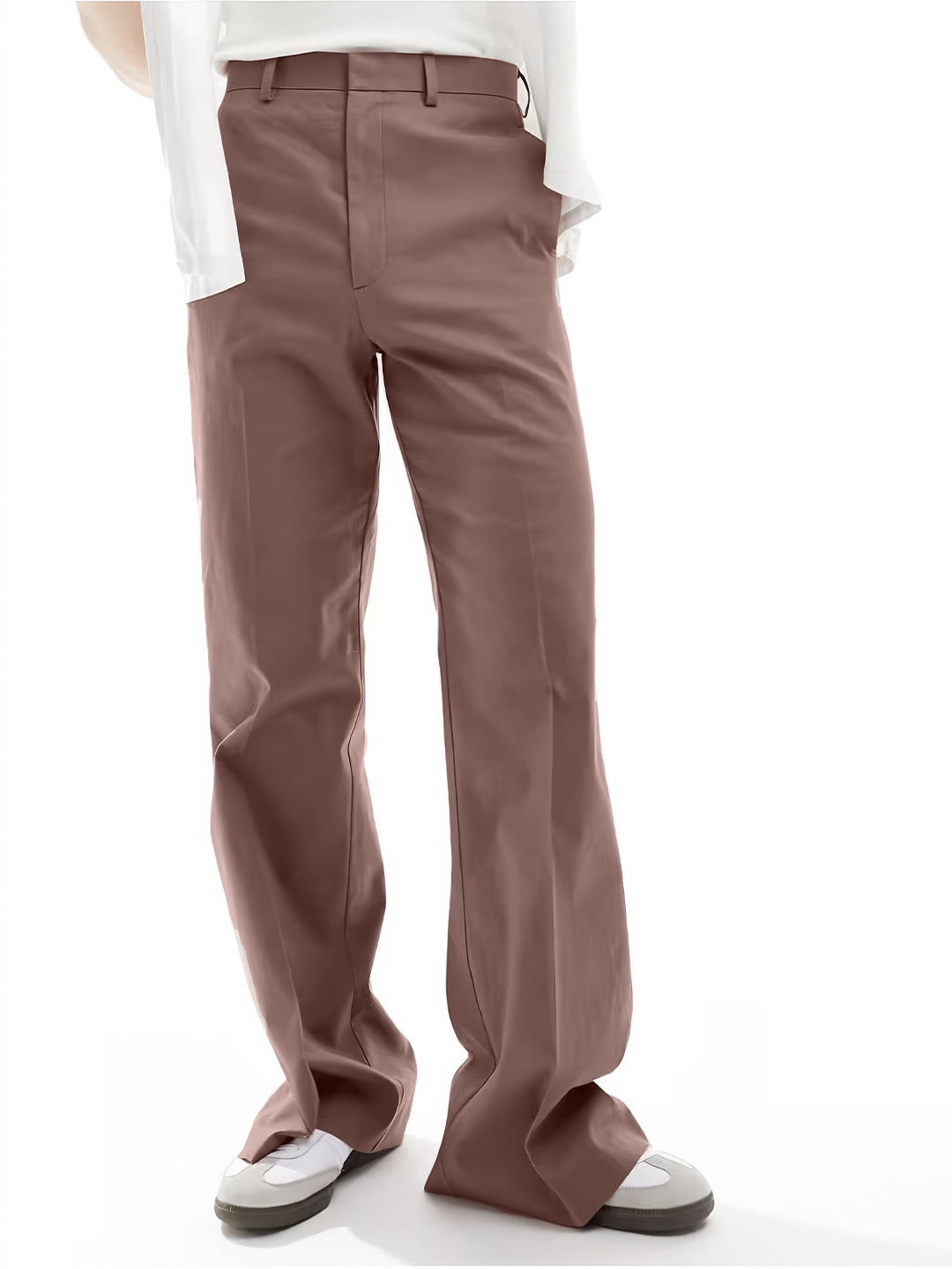 

FUGAZEE Men Relaxed Loose Fit High-Rise Trousers, Brown