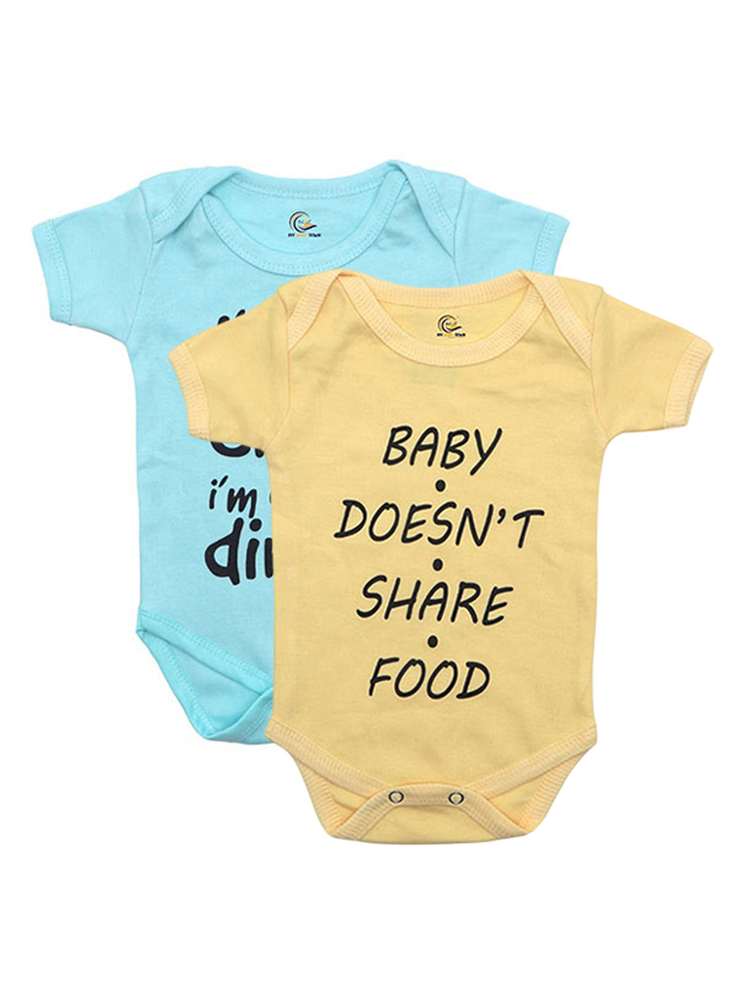 

BAESD Infants Pack Of 2 Printed Pure Cotton Bodysuit, Turquoise blue