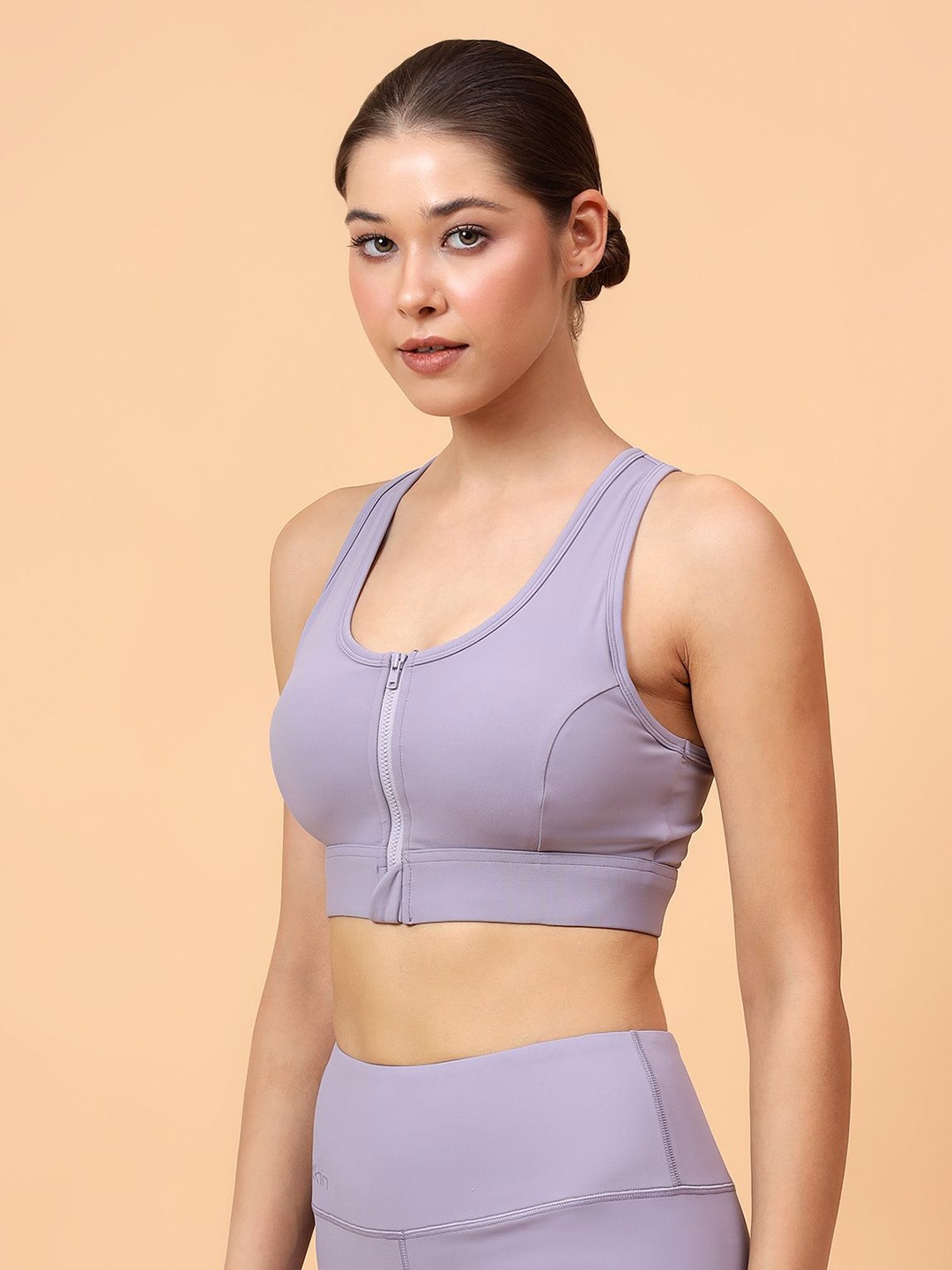 

Fitkin Womens Front Zipper Sports Bra, Lavender