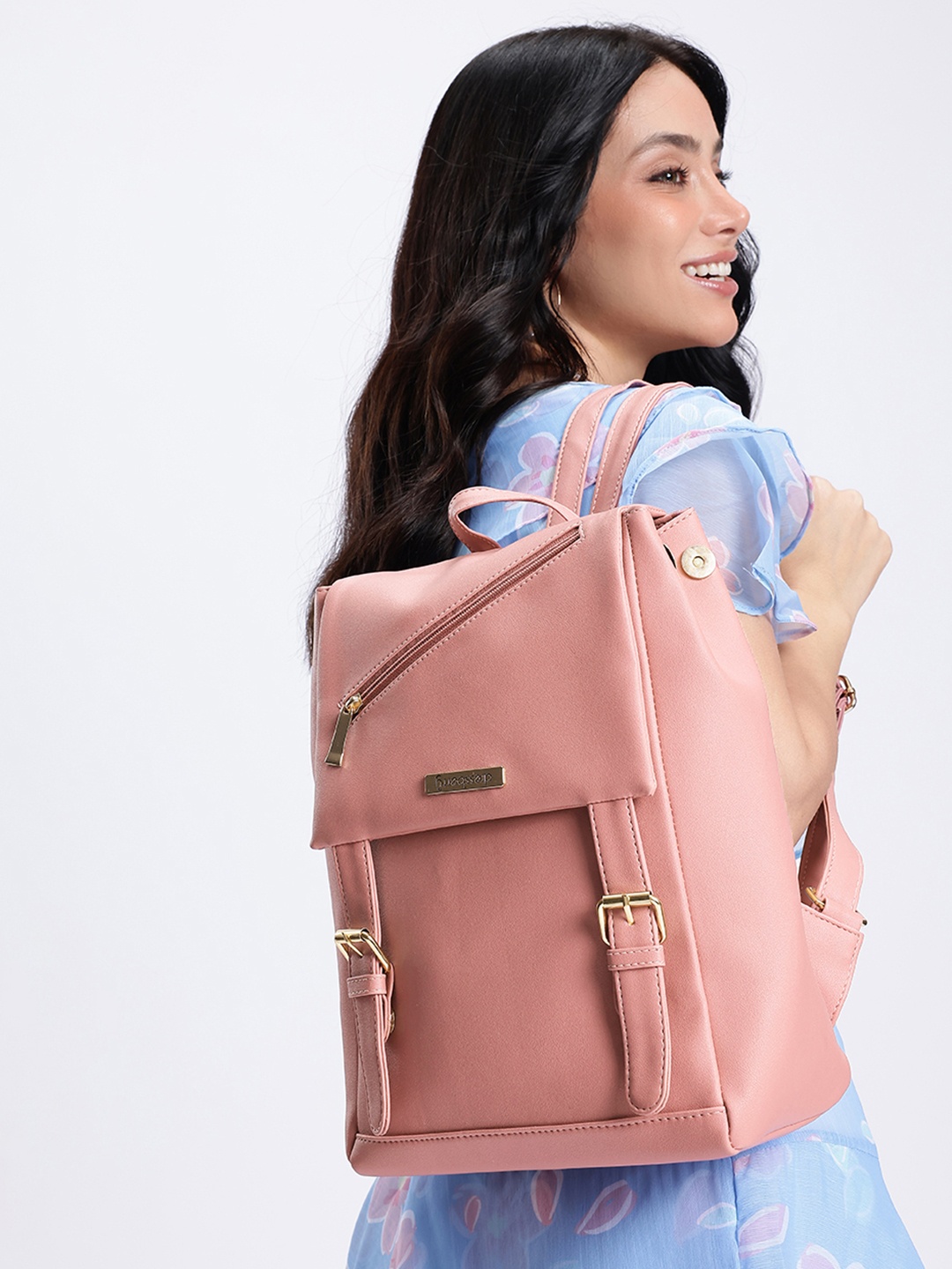 

DressBerry Faux Leather Backpack, Pink